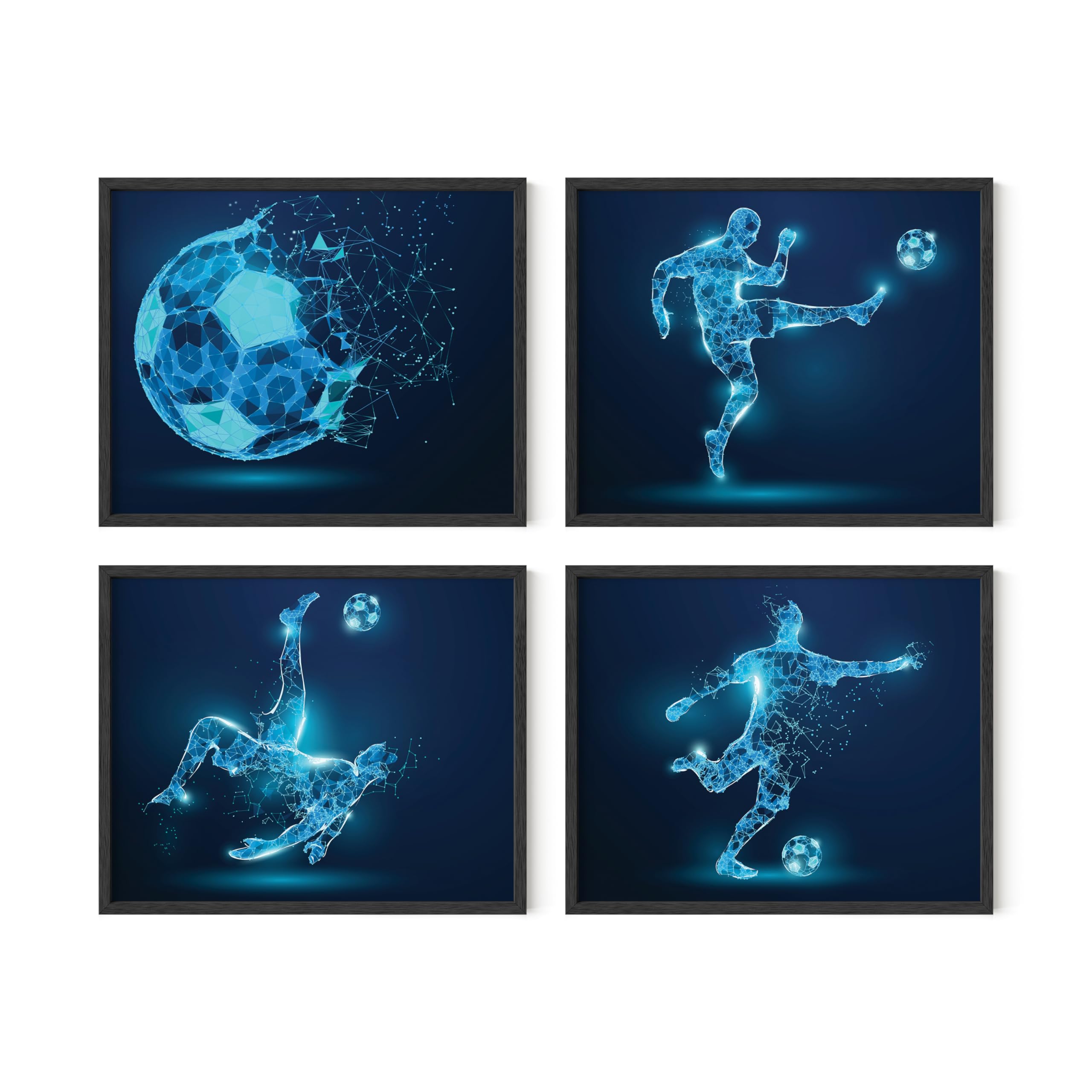 Soccer Wall Art Prints,Set of 4 (8x10) Unframed Soccer Posters,Soccer Room Decor For Men Kids Teenagers,Soccer Poster Set For Bedroom Man Cave,Soccer Wall Decor,Soccer Boys Bedroom Decor,X-Ray