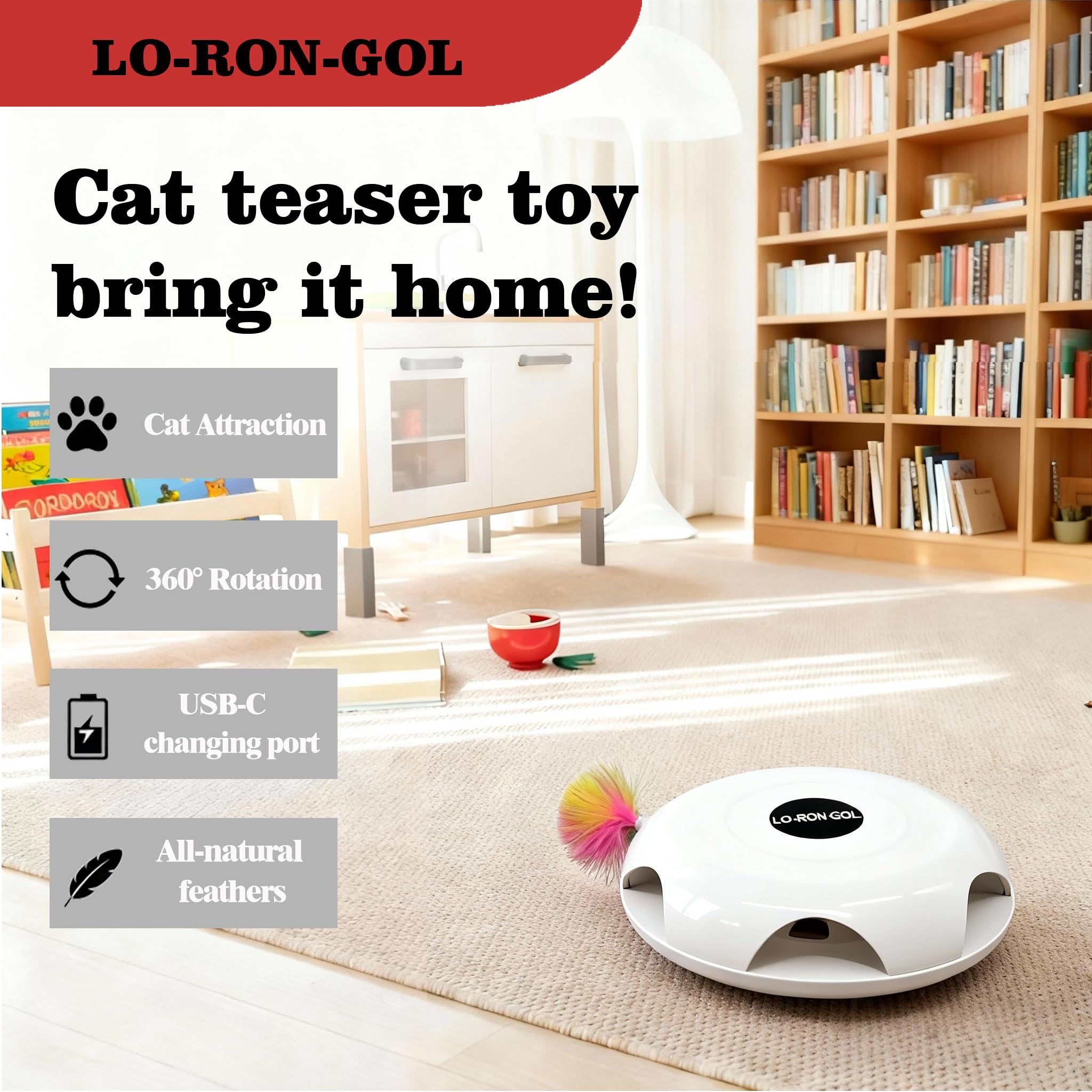 Interactive Whack-a-Mole Cat Toy — Automatic Mushroom Feather Pop-Up Play Toy for Cats, Cognitive Stimulation & Exercise, Durable Pet Entertaining Game (White) - 5