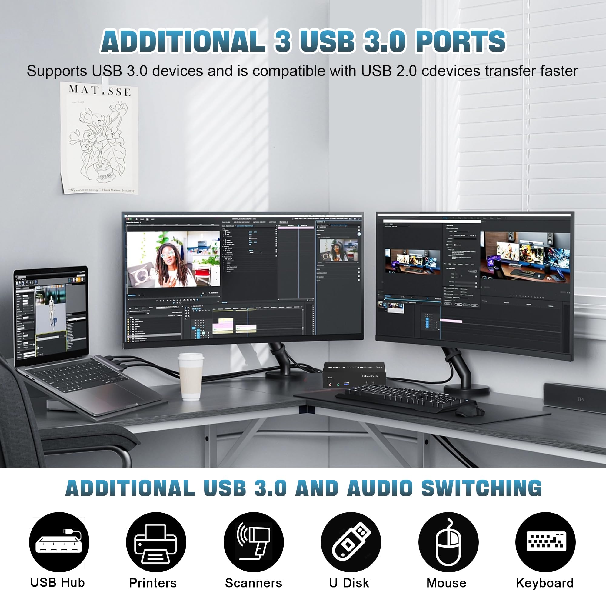 HDMI + 2 Displayport 3 モニタ KVM スイッチ Amazon.co.jp: HDMI + 2 Displayport 3 モニター KVMスイッチ USB 3.0