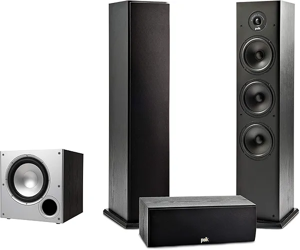 Polk Audio T Series 3.1 Channel Complete Home Theater System with Powered Subwoofer | One (1) T30 Center Channel, Two (2) T50 Tower Speakers | Wi-Fi, Alexa, HEOS Built-in