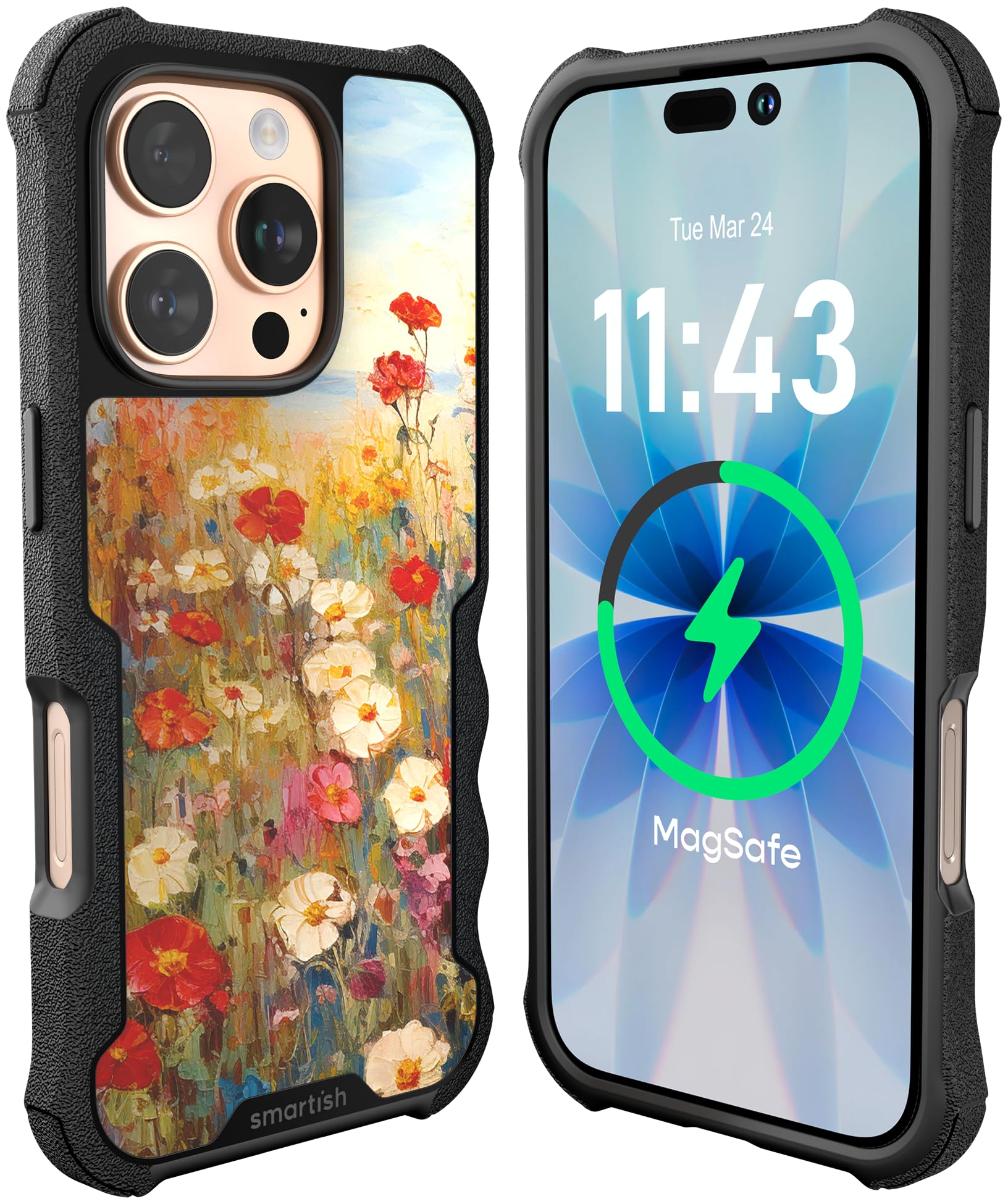 Smartish iPhone 16 Pro Magnetic Protective Case, Gripzilla Compatible with MagSafe [Sturdy and Durable] Slim Durable Case with Protection Tested for Apple iPhone 16 Pro, Fields