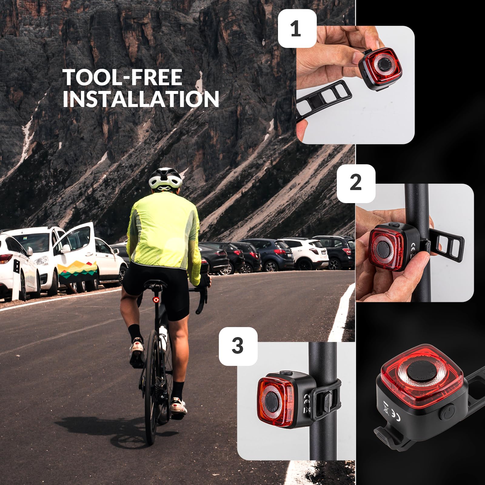 Fanale Posteriore Bici ROCKBROS Ricaricabile USB-C | LED IPX7 Impermeabile | 26g - Foto 2