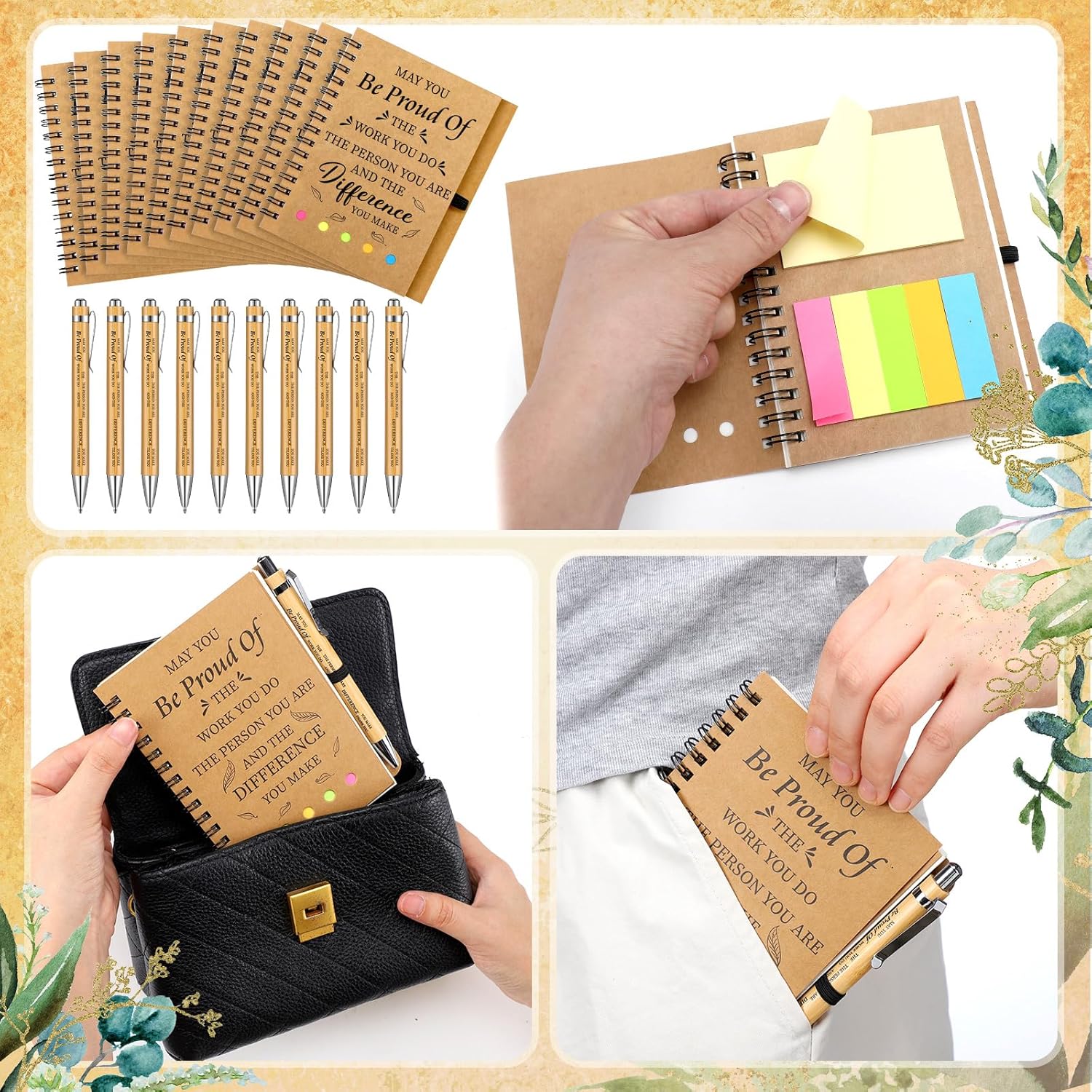 Yeaqee 100 Pcs Inspirational Gifts Set Include 50 Spiral Notebooks 50 Pens May You Be Proud of The Work You Do Motivational Thanks Gifts for Coworker Teachers Back to School(Proud) - Image 5