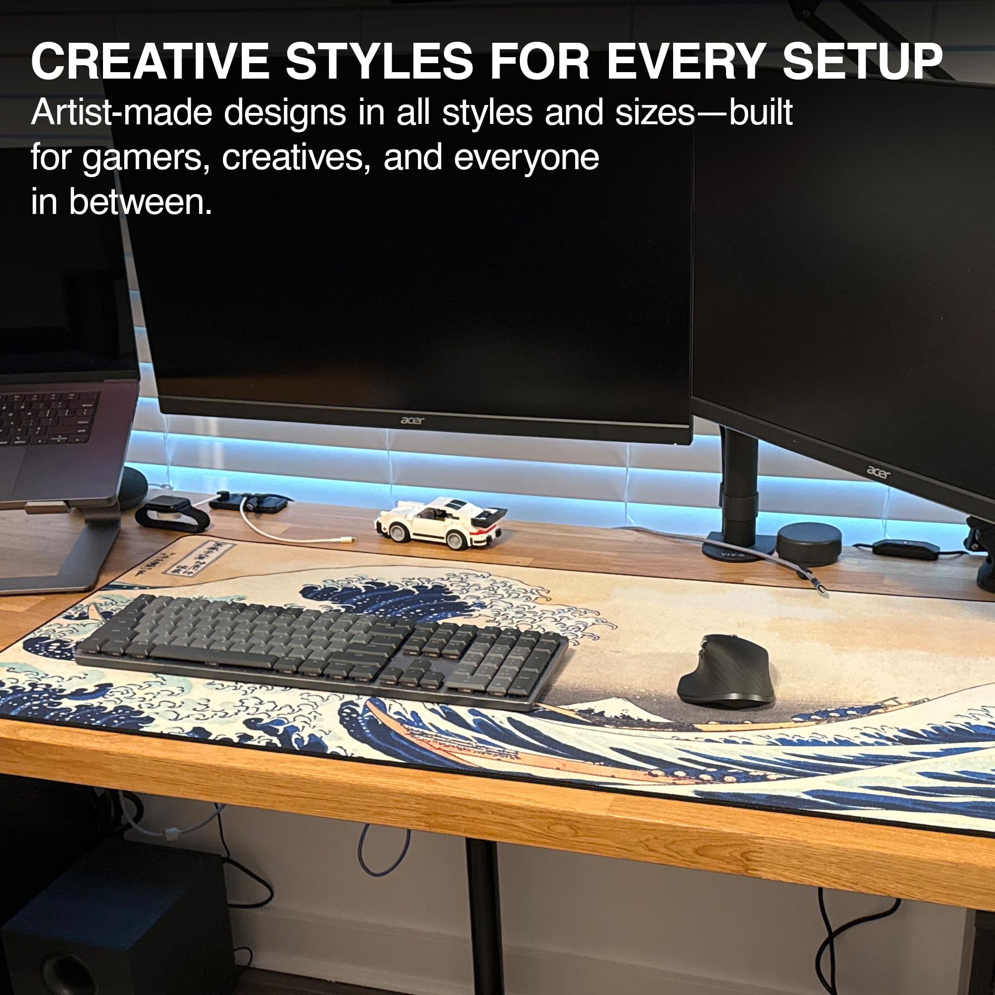 DURAGLYDE Hokusai The Great Wave Off Kanagawa Mauspad für Ihren Schreibtisch, 91,4 x 43,2 cm, extra groß, ideal für Gaming und Arbeit von zu Hause aus