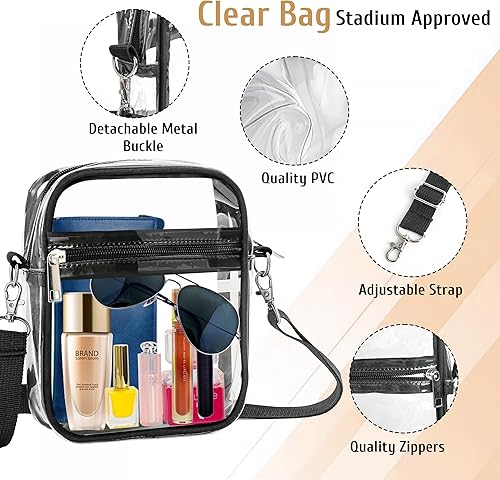 Miniatura 4 de Bolso cruzado transparente Bolsa deportiva de concierto aprobada por estadios para mujer con correa ajustable