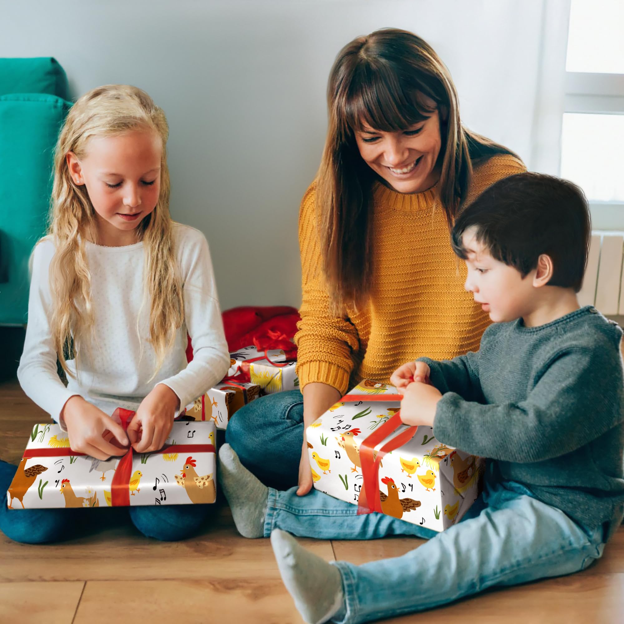 CENTRAL 23 Bruin inpakpapier - verjaardagsfeestje kippen - 6 vellen cadeaupapier - grappig inpakpapier voor mannen vrouwen kinderen - boerderijdier