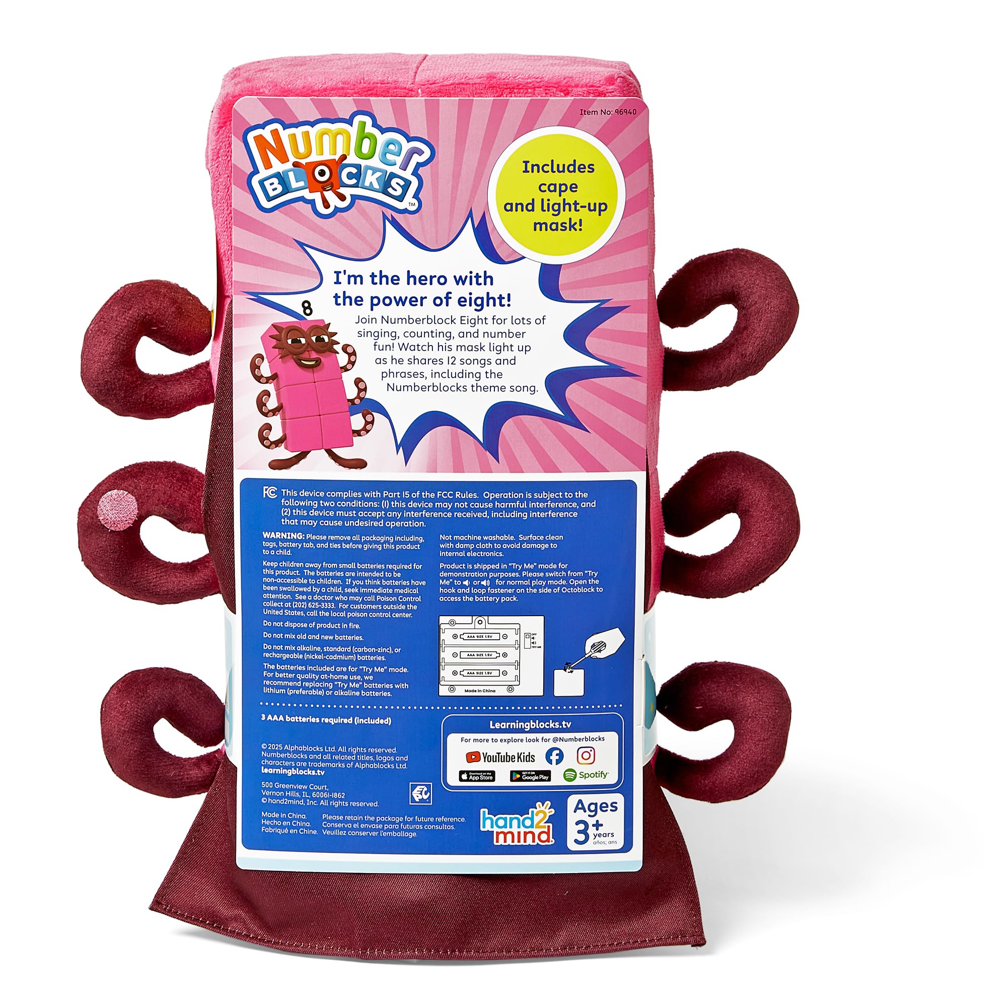 Learning Resources Numberblocks Sing-Along Superhero Octoblock, Interaktywna Pluszowa Cyfra, Wielokolorowe HM96940-UK