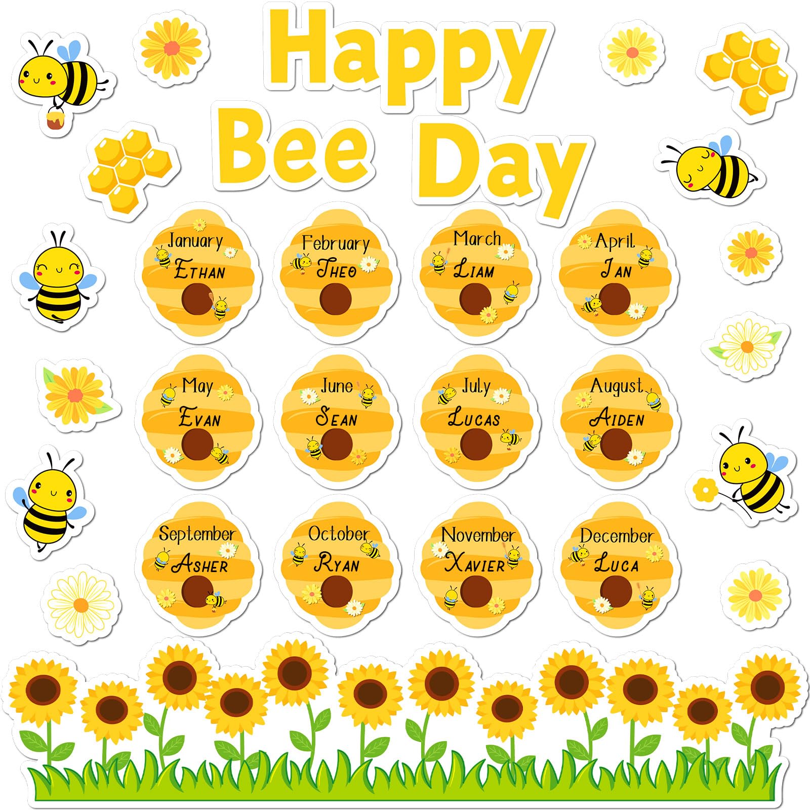 Bee Birthday Bulletin Board Happy Bee Day Bulletin Board Set Happy Birthday Classroom Supplies Honeycomb Bulletin Board Decoration Bee Cutouts