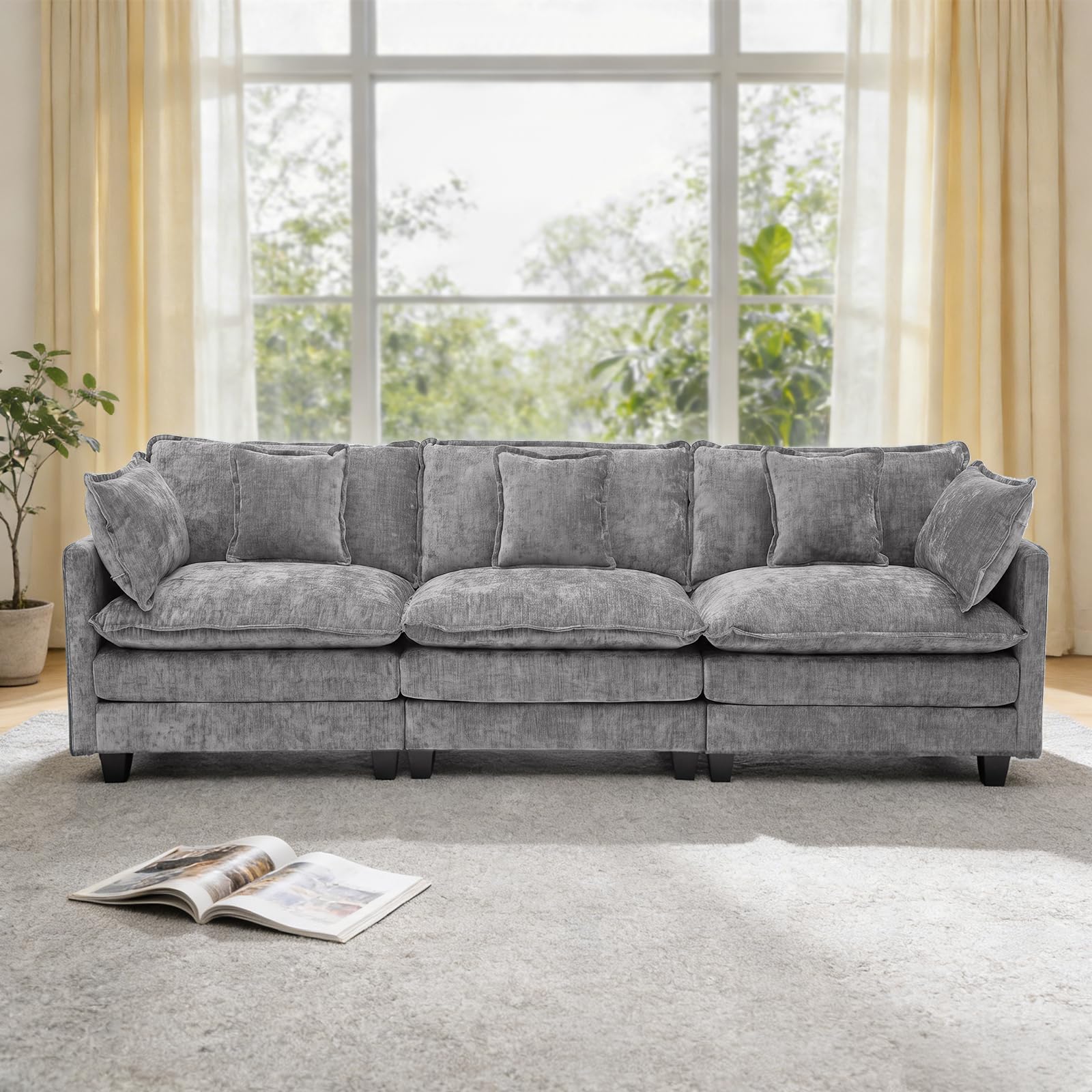 Redlife 113" Modular Sectional 3-Seater Sofa Couch