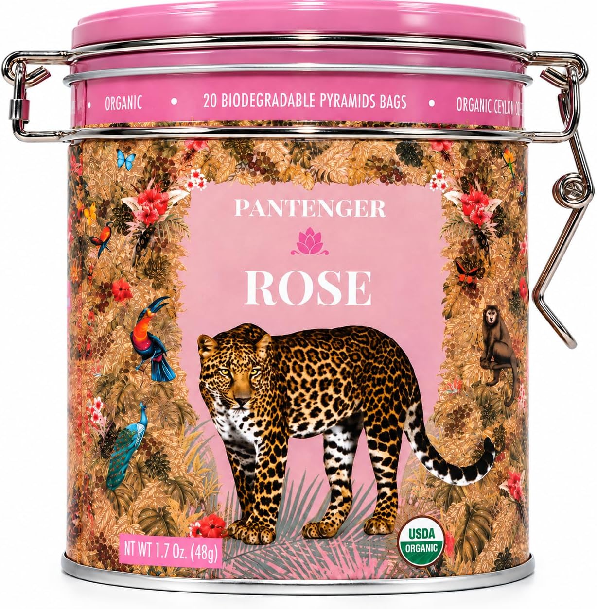 Rose Tea Bags -20 XL Pyramid Sachets- Rose Tea Organic. Tea Blends -Finest Moroccan Rose Petals and Ceylon OP Black Tea Leaves from Uva- Pantenger Organic Tea Blend. Black Rose Tea, 1.7 Ounce