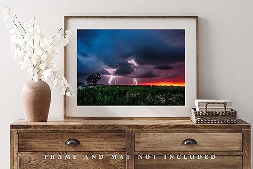 Miniatura 4 de Storm Photography Print (Not Framed) Picture of Lightning Strikes as Firefly Whirls About at Sunset on Stormy Evening in Oklahoma Weather Wall Art