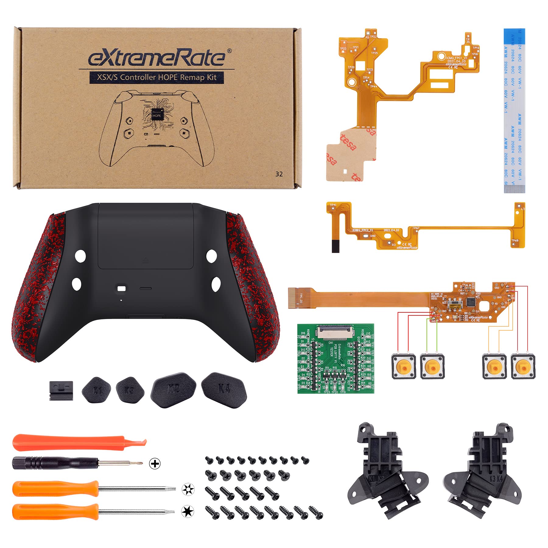Programmabile Remap Kit per Xbox Series X S Controller Rosso Antiscivolo