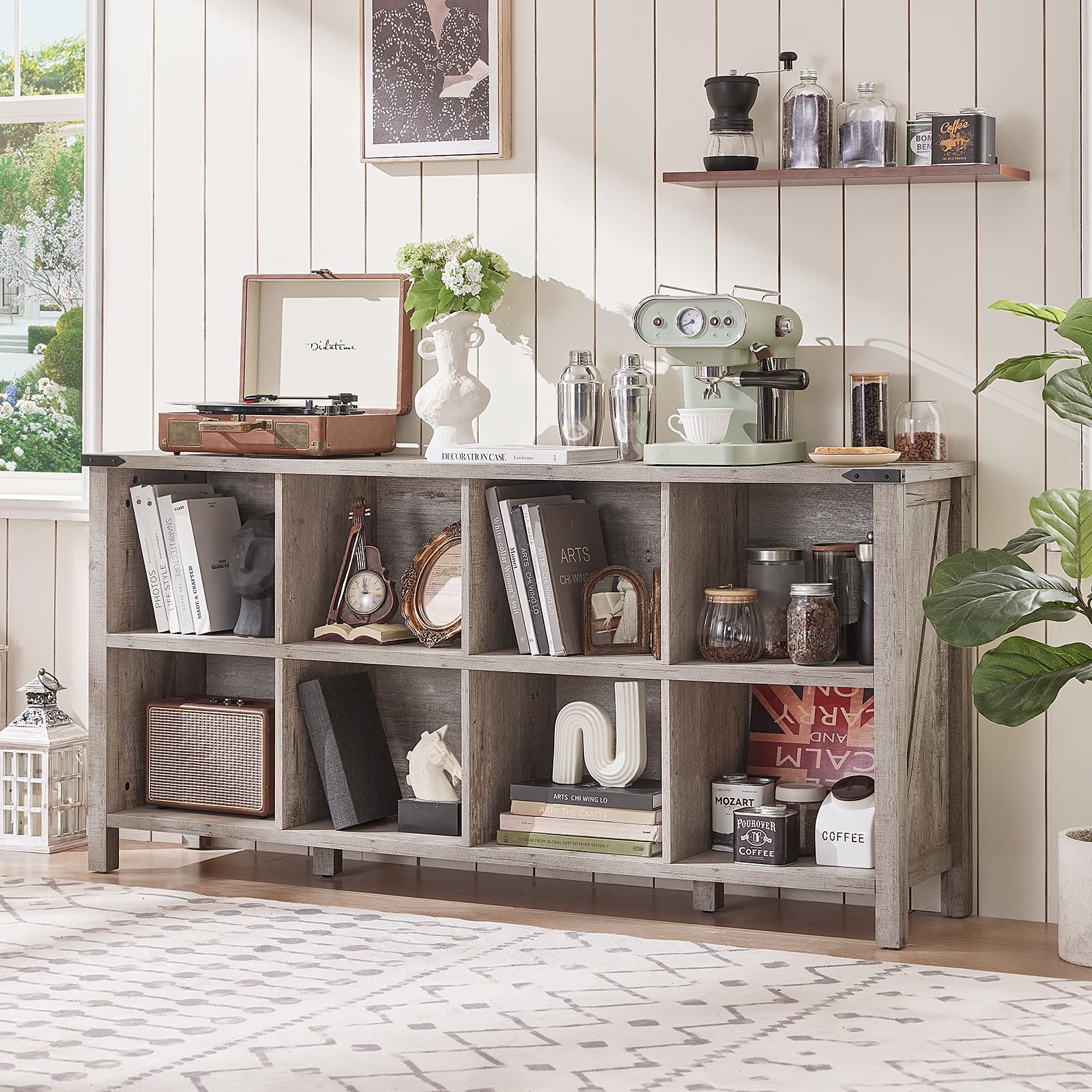 Amazon.com: Joaxswe 8 Cube Book Shelf, Farmhouse Wood Long Storage