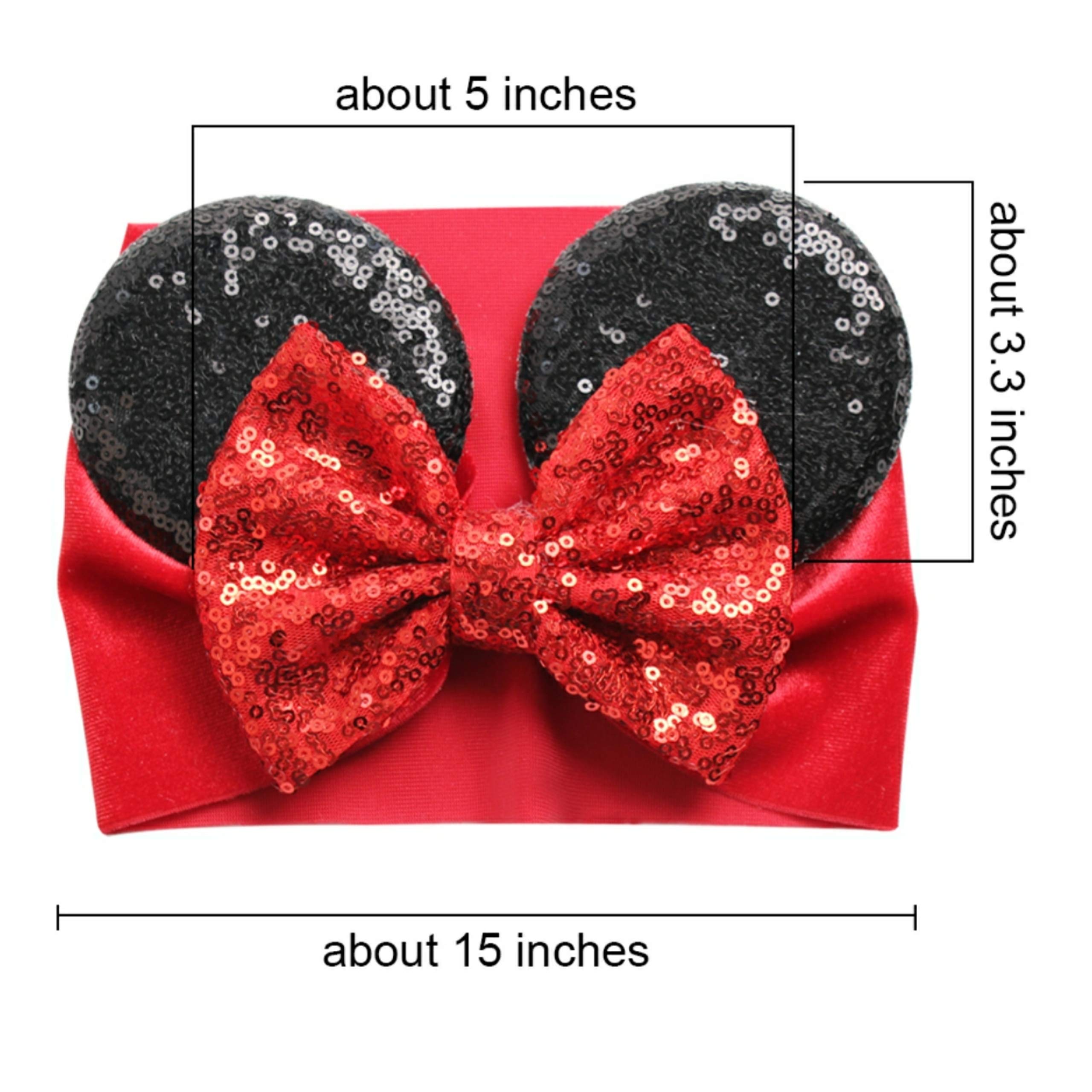 J&J Boutiques Mouse Ears Mommy and Me (up to 4 yrs) Set Headband/Headwrap (Red - Headwrap for me and Headband for mom)