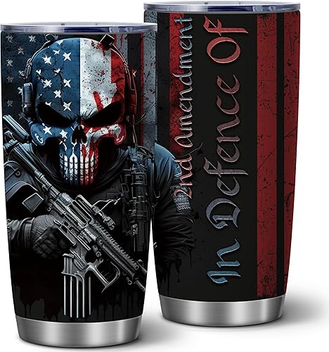 2nd Amendment - Botella de agua de acero inoxidable de 20 onzas con tapa, divertida taza de café de viaje, regalos divertidos para mujeres y hombres