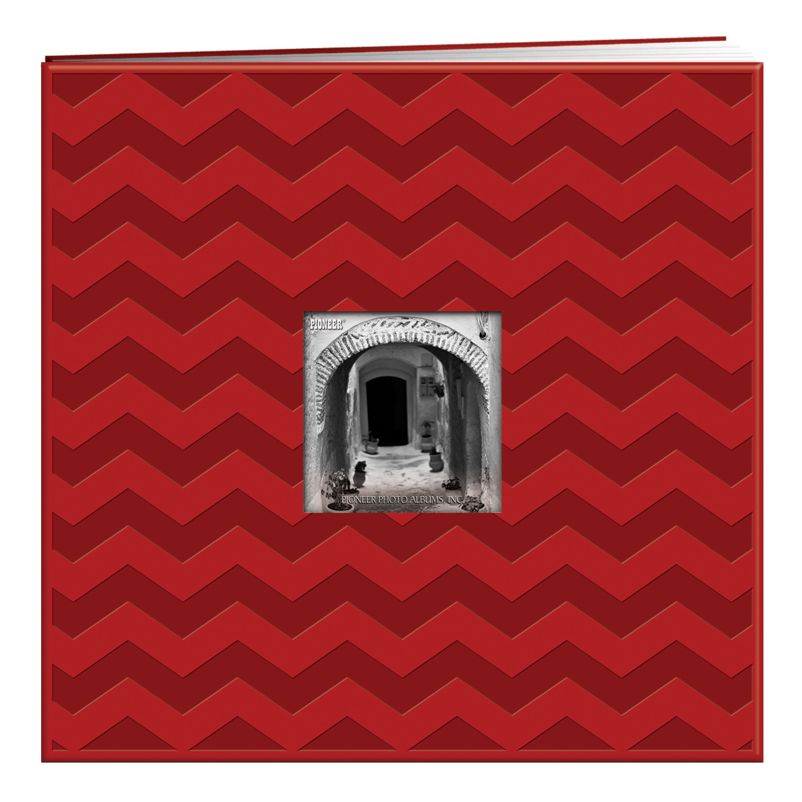Pioneer Photo Albums Embossed Post Bound Scrapbook 12"X12"-Red Chevron
