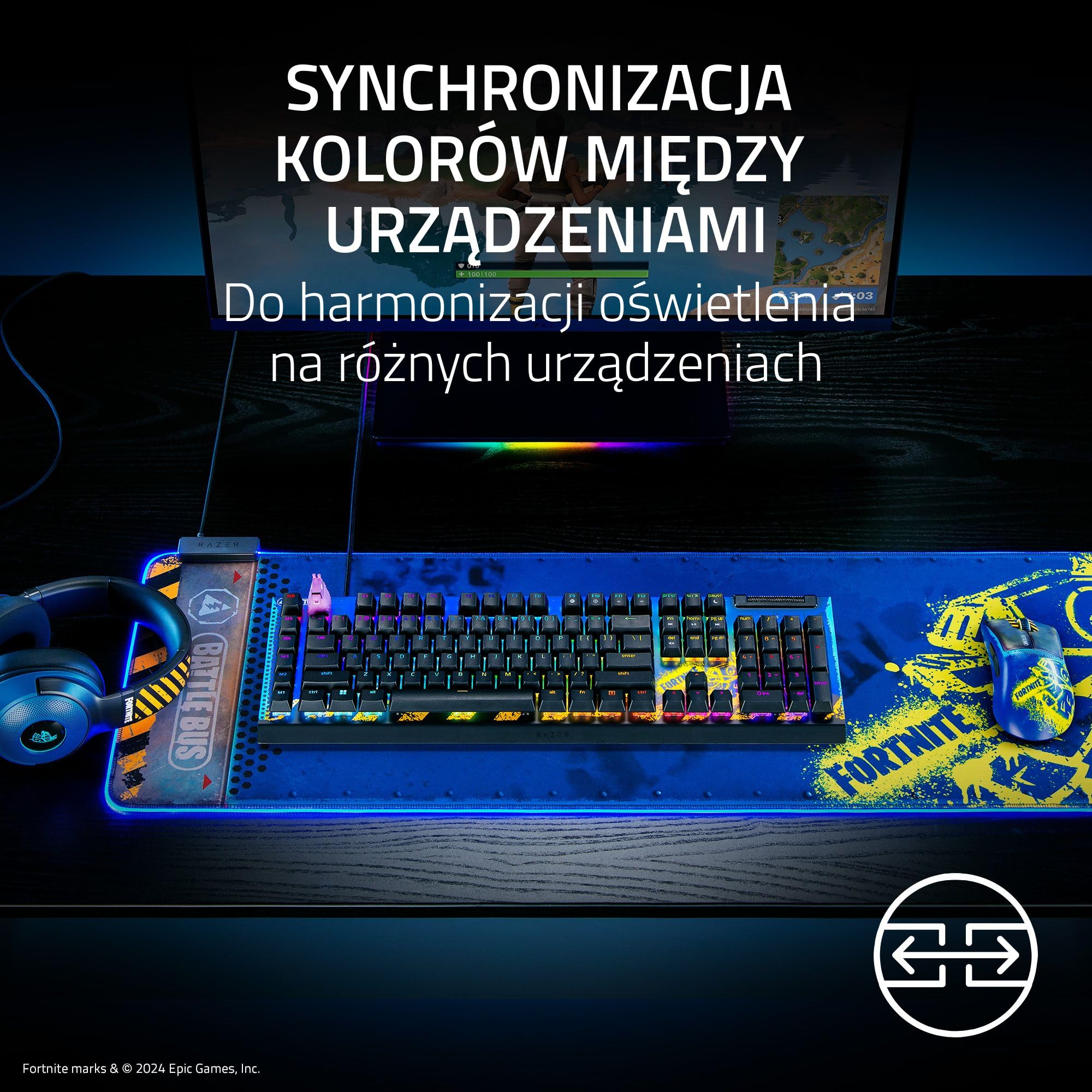 Razer Goliathus Extended Chroma - Fortnite Edition Bardzo duża, miękka podkładka pod mysz do gier z podświetleniem RGB (uchwyt na kabel, zoptymalizowana dla wszystkich myszy) XXL | Fortnite