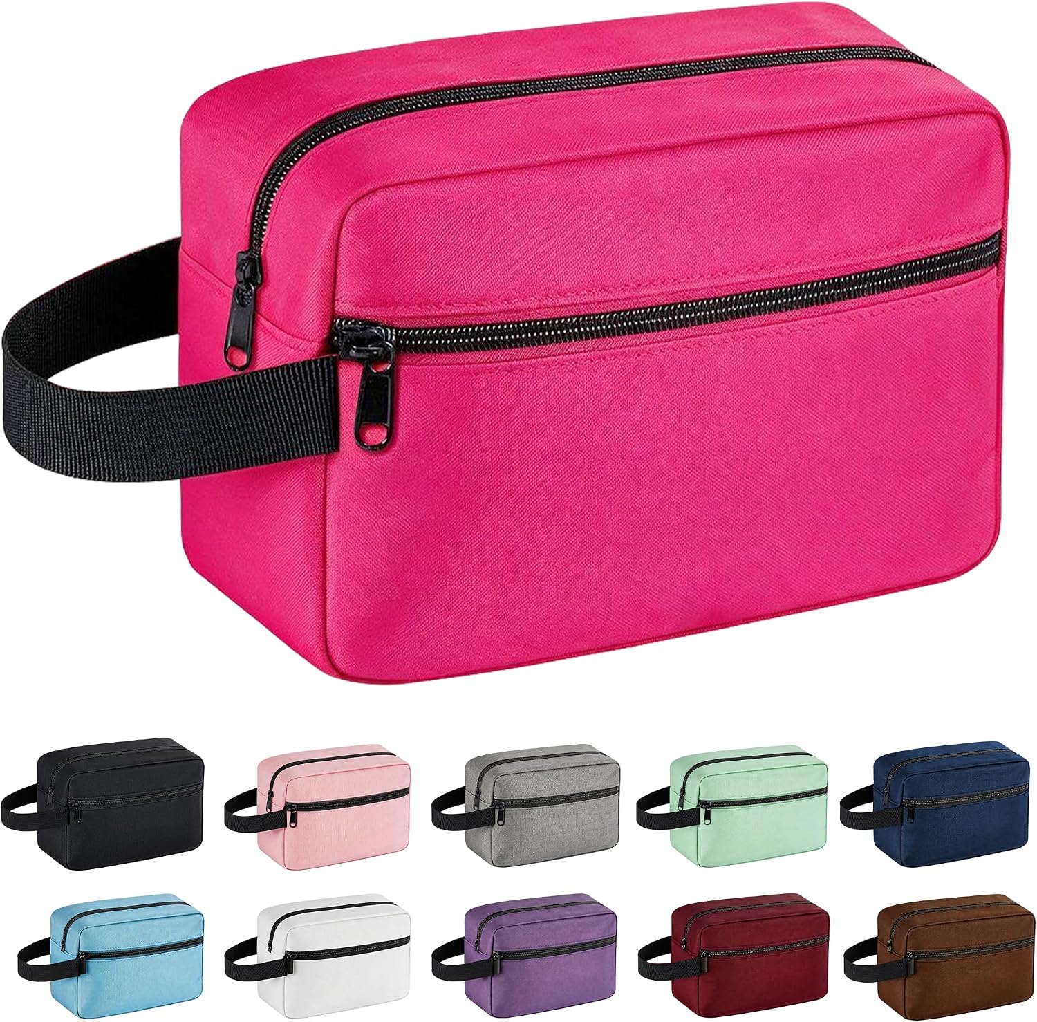 Travel Toiletry bag for Women and Men,Small Cosmetic Bag Hanging Lightweight Makeup Bag Small Tool Bag Travel Organizer accessories for Women Men - Rose Red