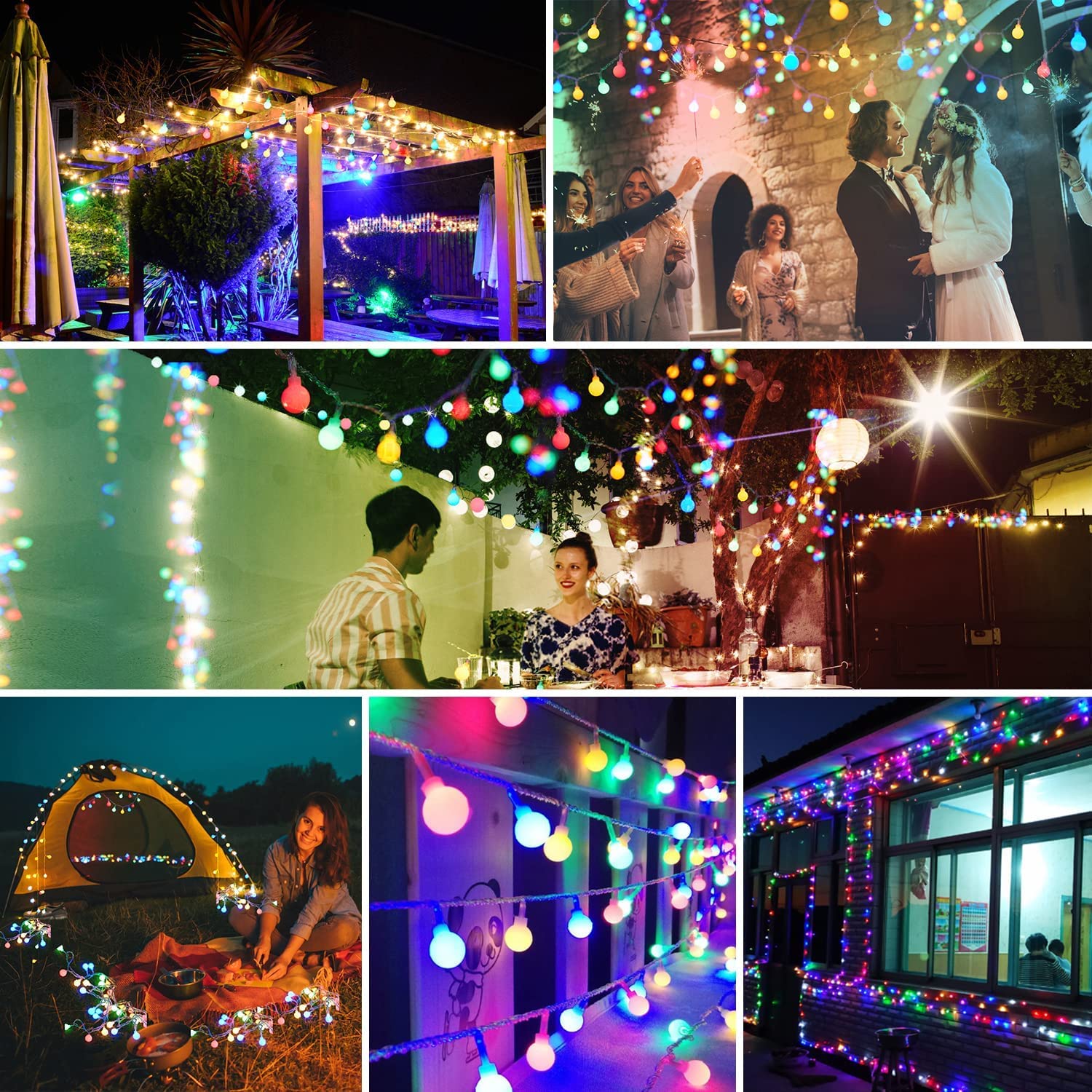 Qillnyy Catena luminosa a batteria, 7 m, 60 LED, con 8 modalità di illuminazione regolabili, catena luminosa a batteria, impermeabile, per interni, esterni, Natale (multicolore)