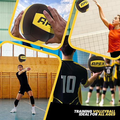 Miniatura 7 de Voleibol profesional - Tamaño y peso oficiales, calidad premium, alta visibilidad, negro y amarillo, ideal para juegos competitivos y recreativos