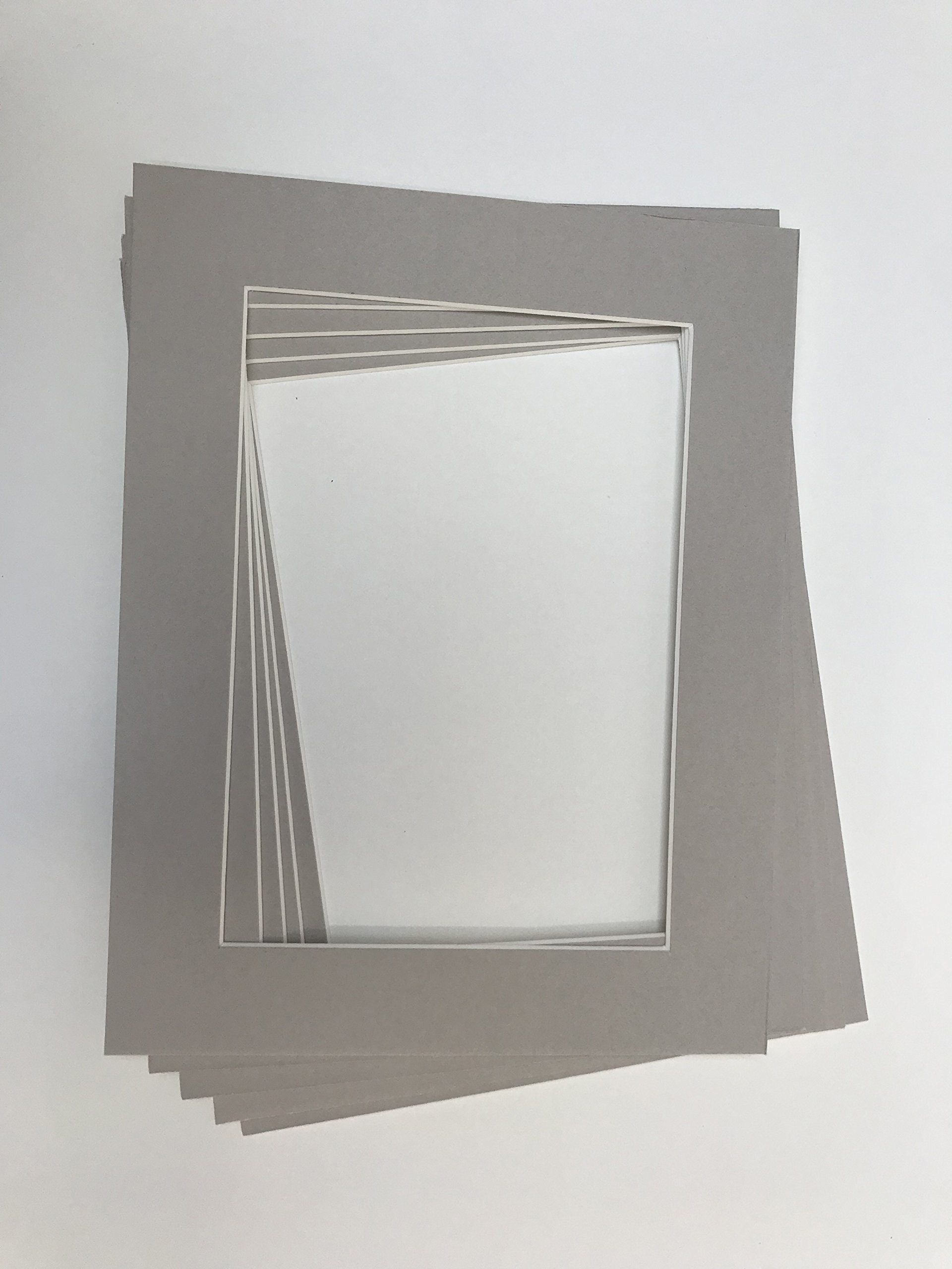 Modec Fine Arts - Pack of 5 Picture Mounts - Conservation or Whitecore 1400 FSC - Various Sizes and colour available (12" x 10" to fit 10" x 8" image, Mid Grey(8045))