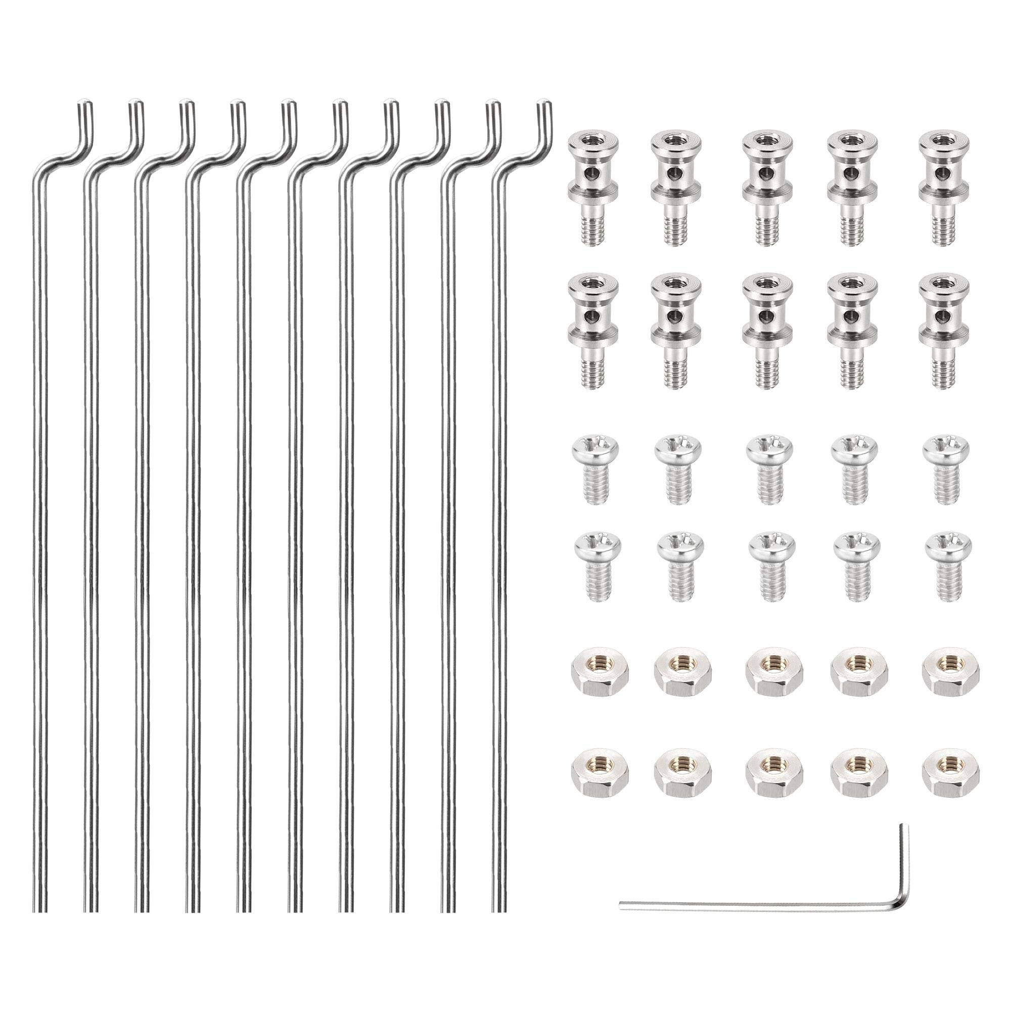 sourcing map 10pcs Adjustable Pushrod Connector Linkage Stopper 1.2mm x L190mm (7.48 Inch) Steel Z Push Rods Parts