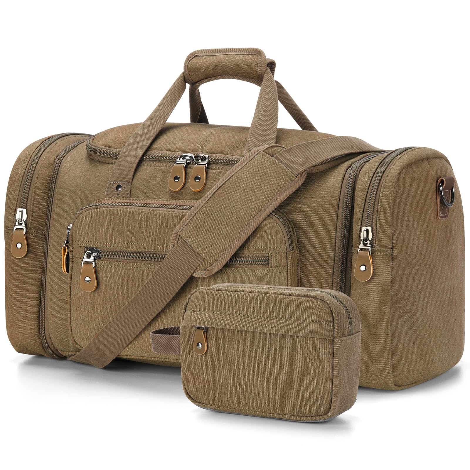 Gonex Canvas Duffle Bag, Expandable 60L Travel Overnight Weekender Bag