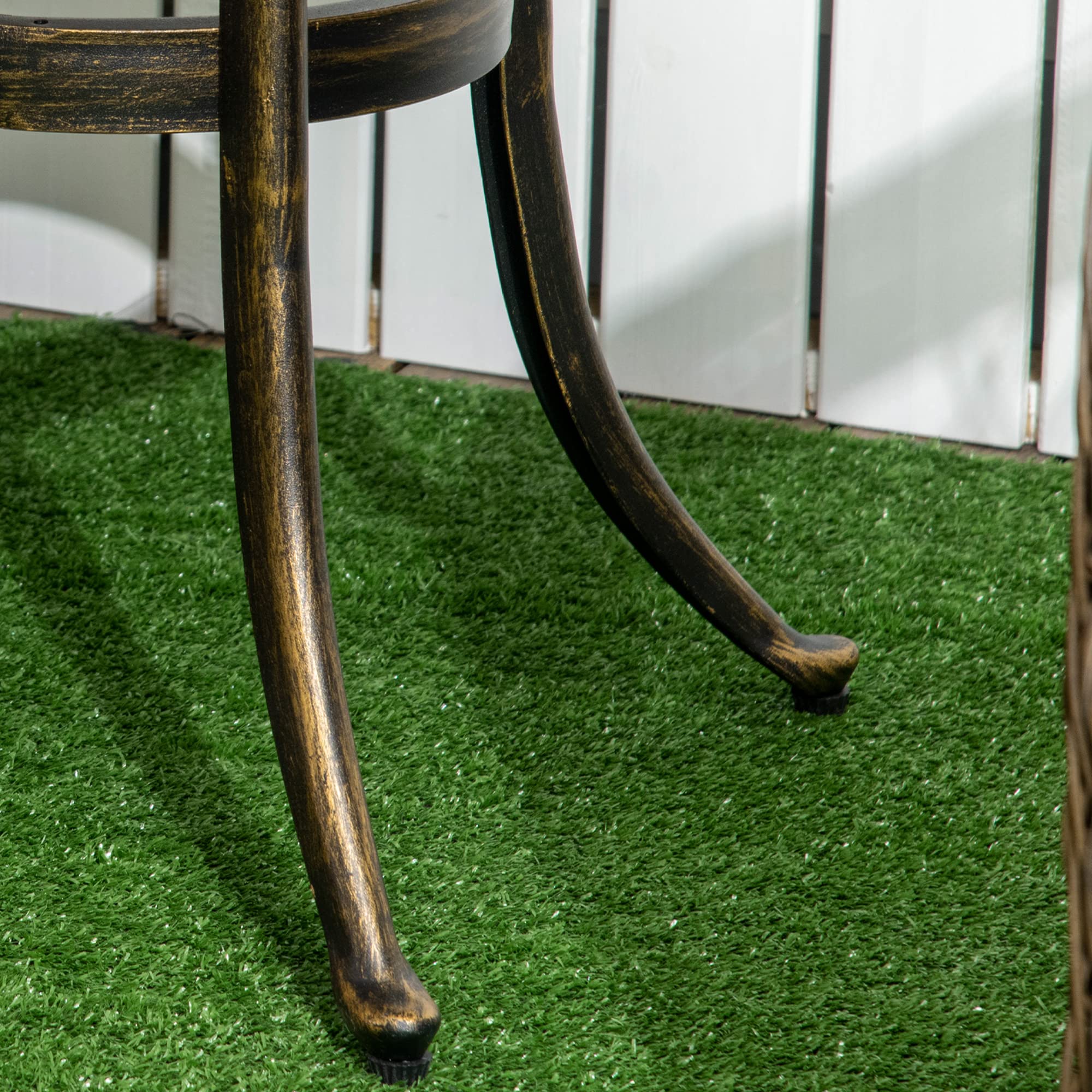 Outsunny Beistelltisch Garten mit Gussaluminiumrahmen Ø60x52,5H cm Bronze | Wetterfester Gartentisch, Runder Balkontisch, Kaffeetisch, 60kg Belastbar, Sofatisch, für Outdoor Indoor Balkon Terrasse