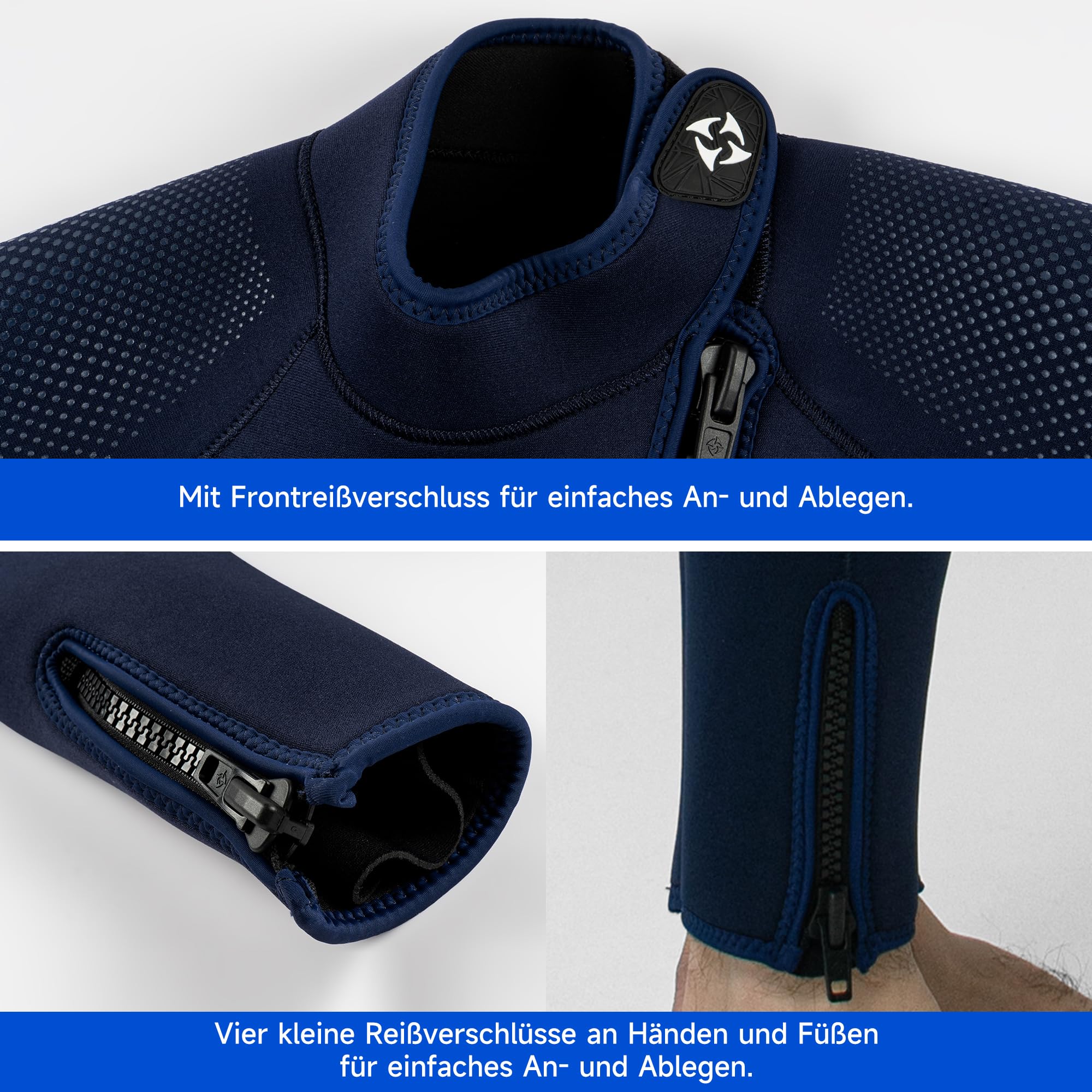 Combinaison en néoprène de 5 mm avec fermeture éclair avant pour homme et femme - Combinaison de plongée chaude et froide pour plongée, surf, plongée libre, sports nautiques
