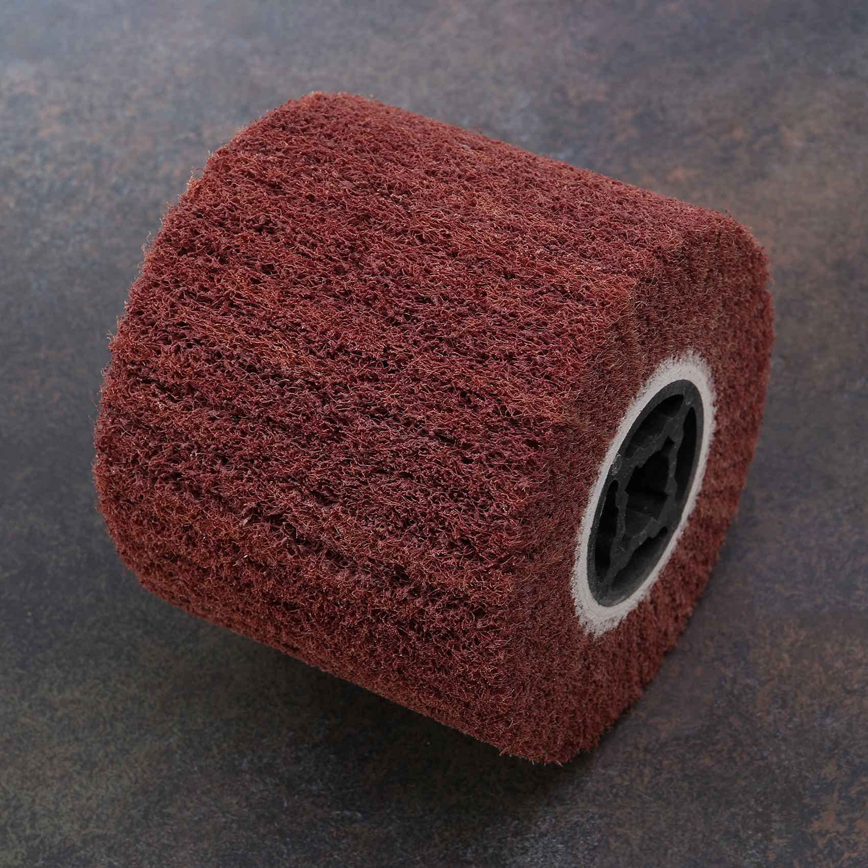 120 x 100 x 19 mm P80 non tissé nylon rabat pinceau satin dessin polissage ébavurage tambour roue pour acier inoxydable