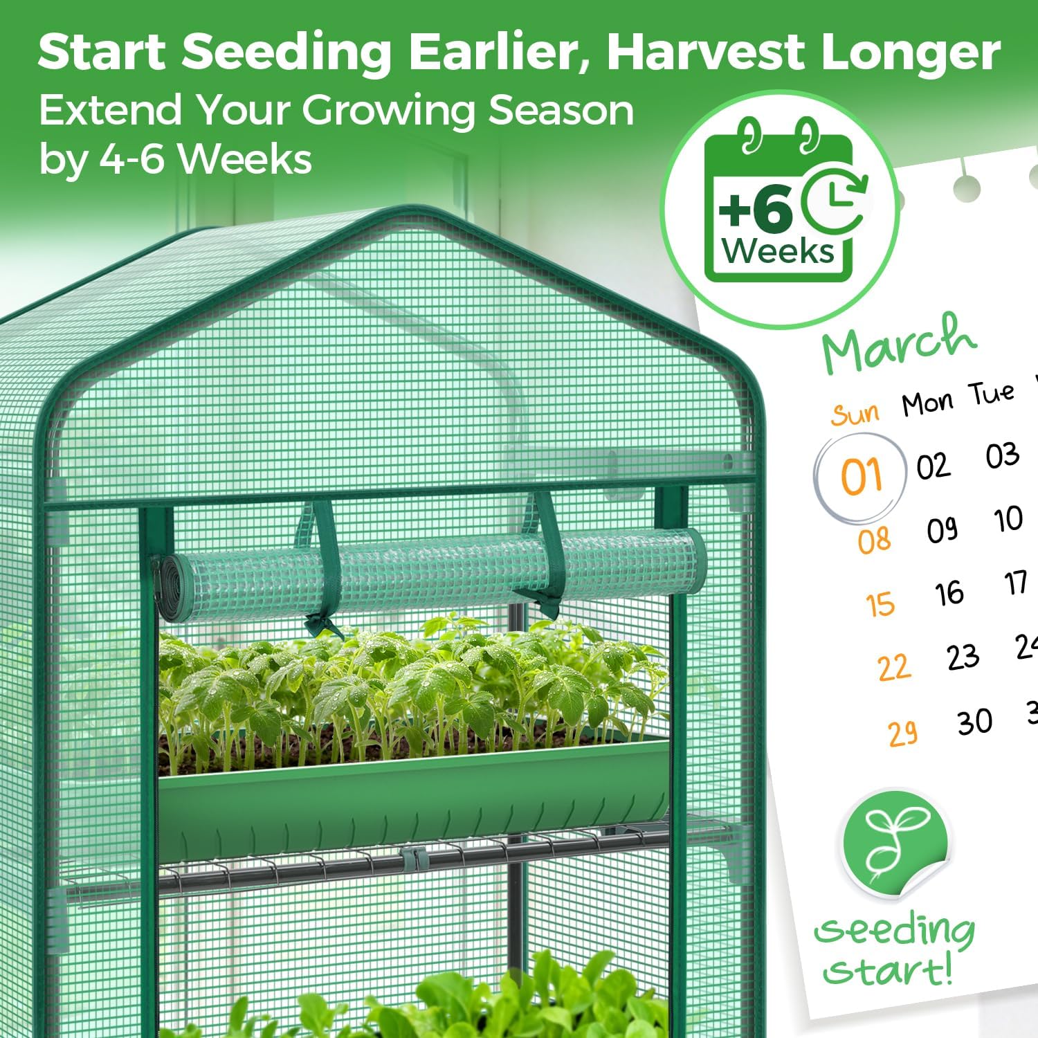 Ohuhu Mini Greenhouse for Indoor Outdoor, Small Plastic Plant Green House 4-Tier Rack Stand Portable Greenhouses with Durable PE Cover for Seedling, 2.5x1.6x5.2 FT, Ideal Gardening Gifts for Women Men