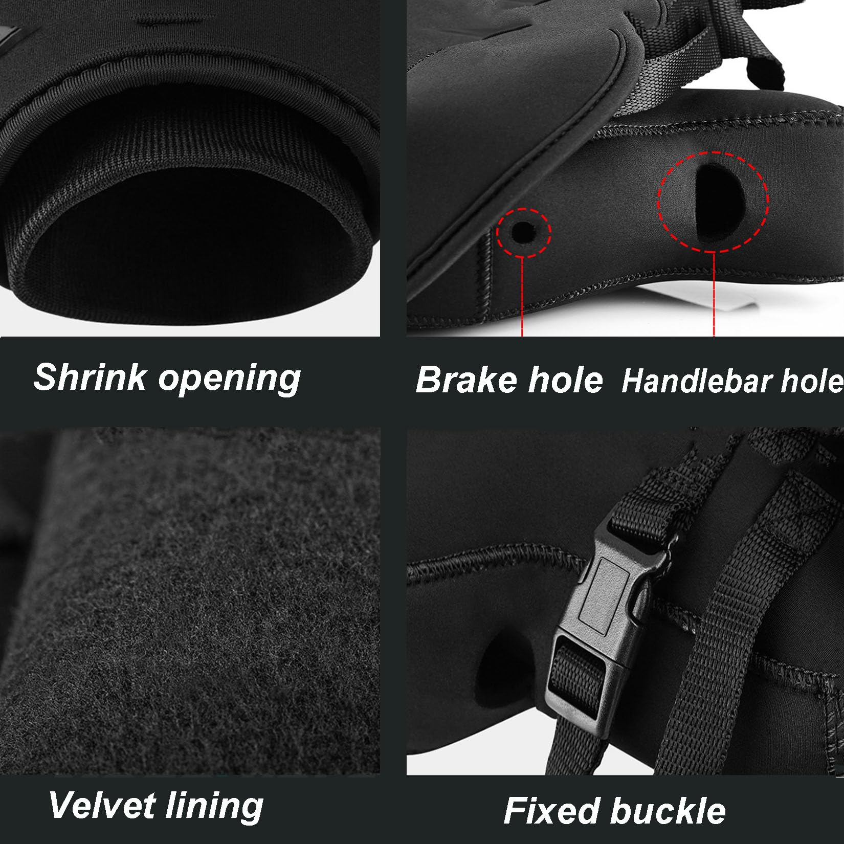 Moto Hiver Automne Mitaines de Guidon de Moto Etanche Gant Coupe-Froid Moufles de Protection Thermique Doublure Velours Chaud Epais Protège-Mains pour Scooter Moto Homme Femme