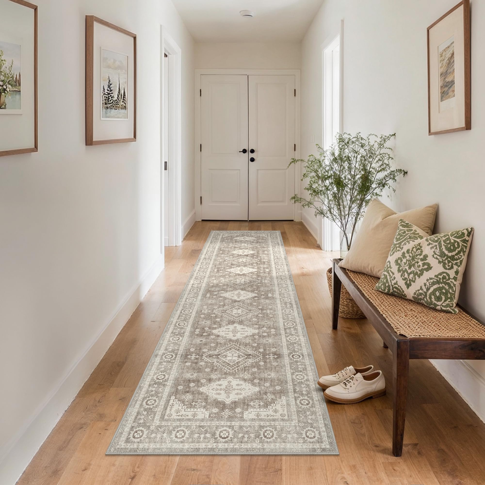 GENIMO Hallway Runner Rug 80x300cm–Washable Non-Slip Carpet Runner,Soft Short Pile & Durable Mat for Entryway,Corridor,Bedroom & Kitchen–Warm Beige — image 1