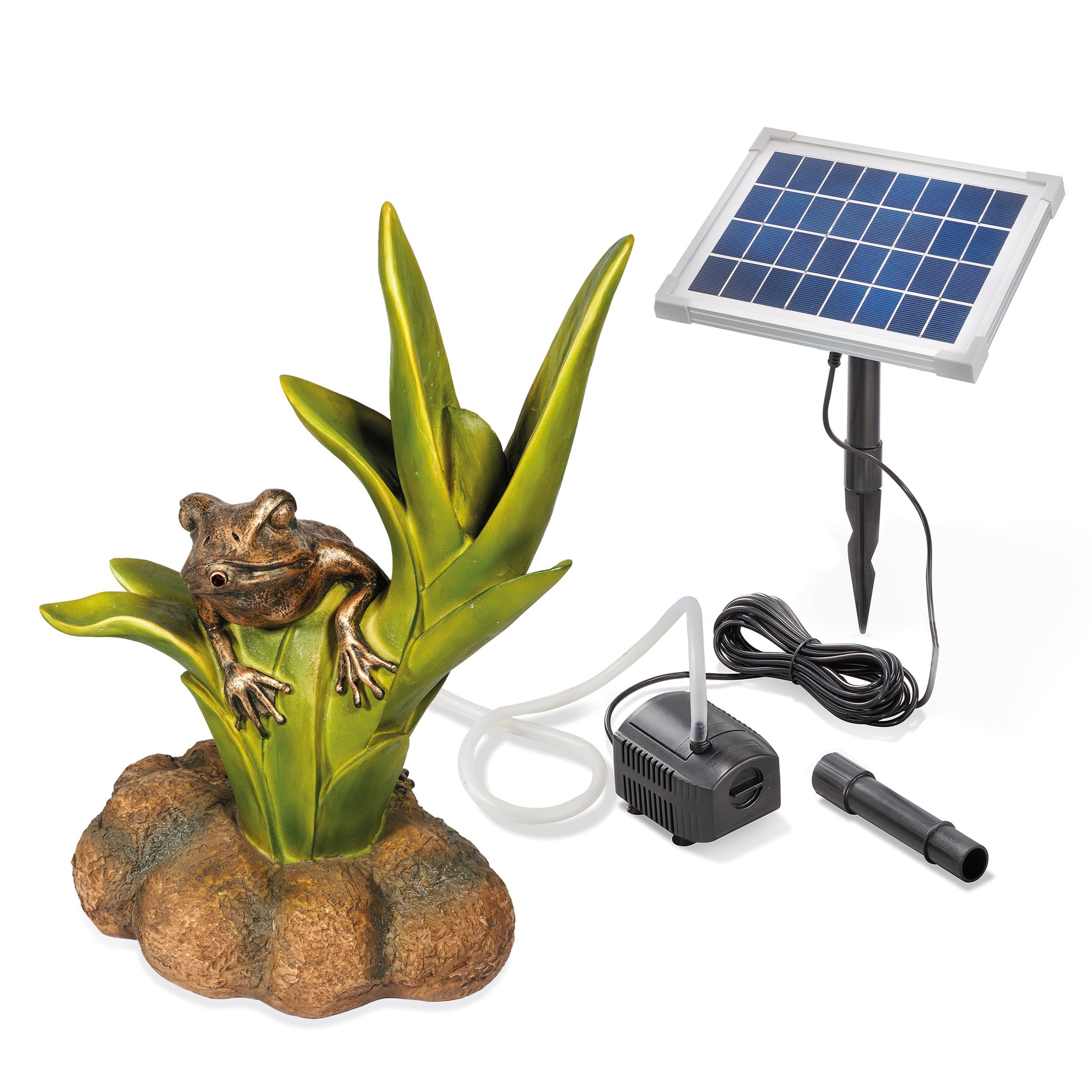 Esotec fontaine solaire grenouille assise statue jardin pompe submersible 22 cm