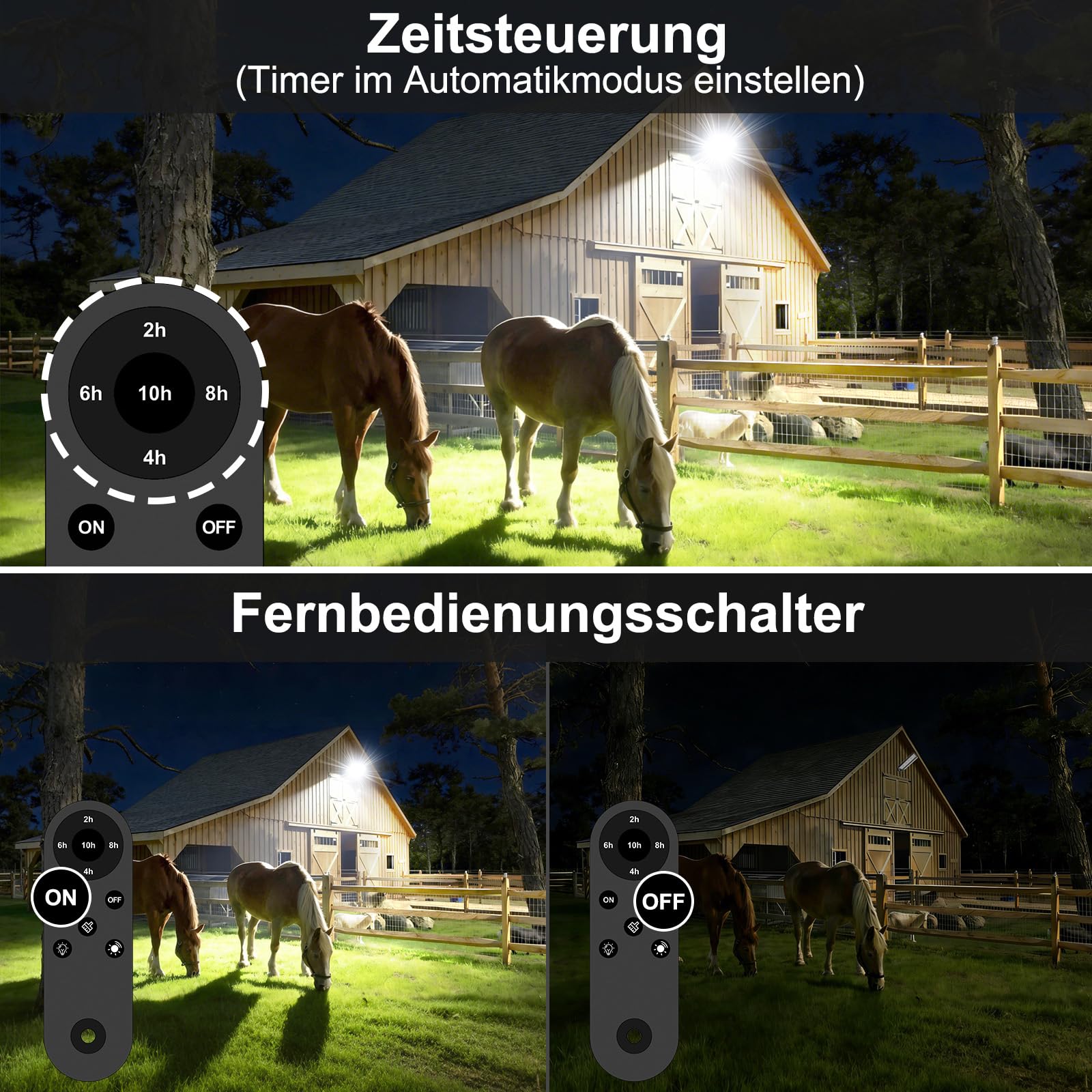 100W Dämmerung bis Morgengrauen LED Strahler Außen 2 Stück, 28000LM Flutlicht mit Fernbedienung & Dämmerungssensoren, 6500K Kaltweiß Straßenlaterne, IP67 Wasserdicht LED Fluter für Garten, Hof