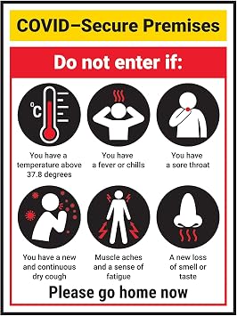 V Safety CV122AN-S Vsafety COVID-Secure Premises - Do Not Enter 150mm x 200mm-Self Adhesive Vinyl