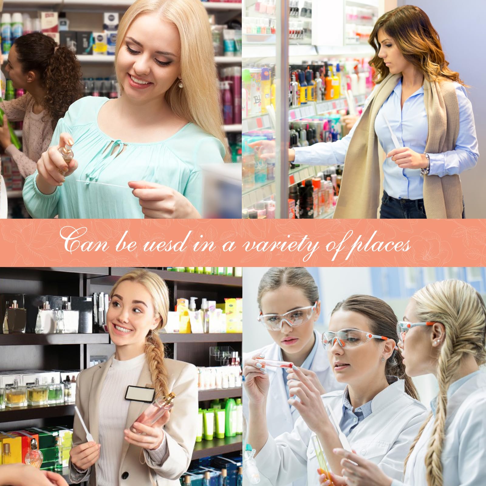 Prasacco 200 tiras reactivas de perfume, tiras de prueba de perfume, probador de aromaterapia, papel blanco rectangular de prueba de perfume para mujeres y hombres, prueba de aceites esenciales,