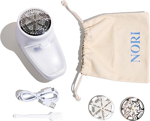 Nori Afeitadora de tela recargable de alta potencia y removedor de pelusas con gran área de afeitado para eliminar pelusa y pelusas en ropa, suéter,