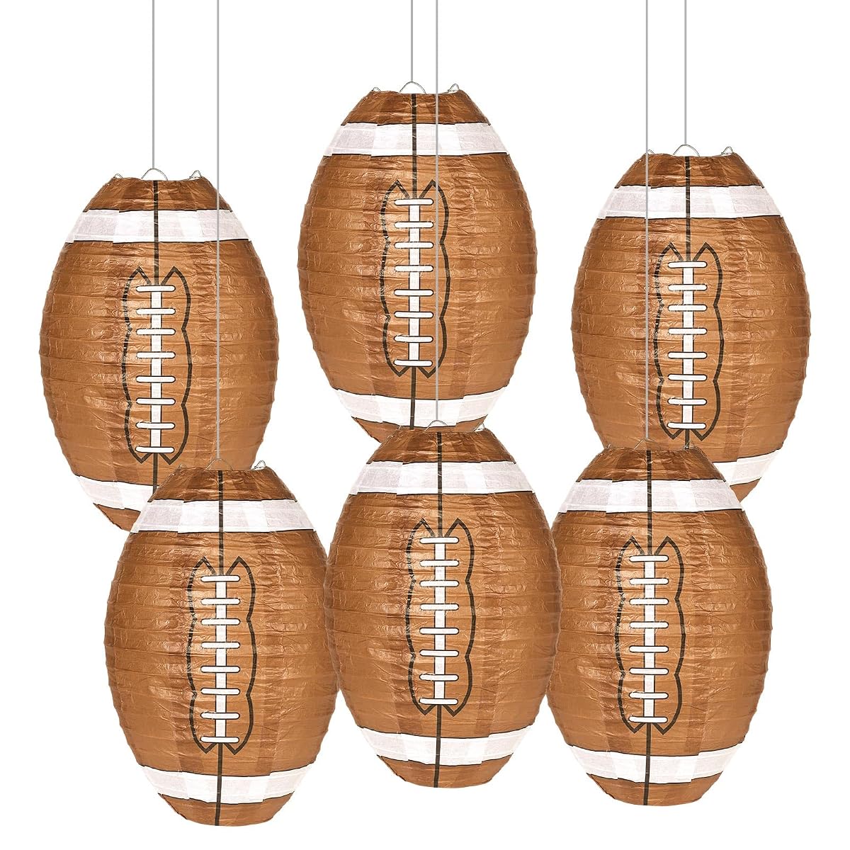 6 Pcs Football Paper Lantern 11 Inch Football Hanging Paper Lanterns Sports