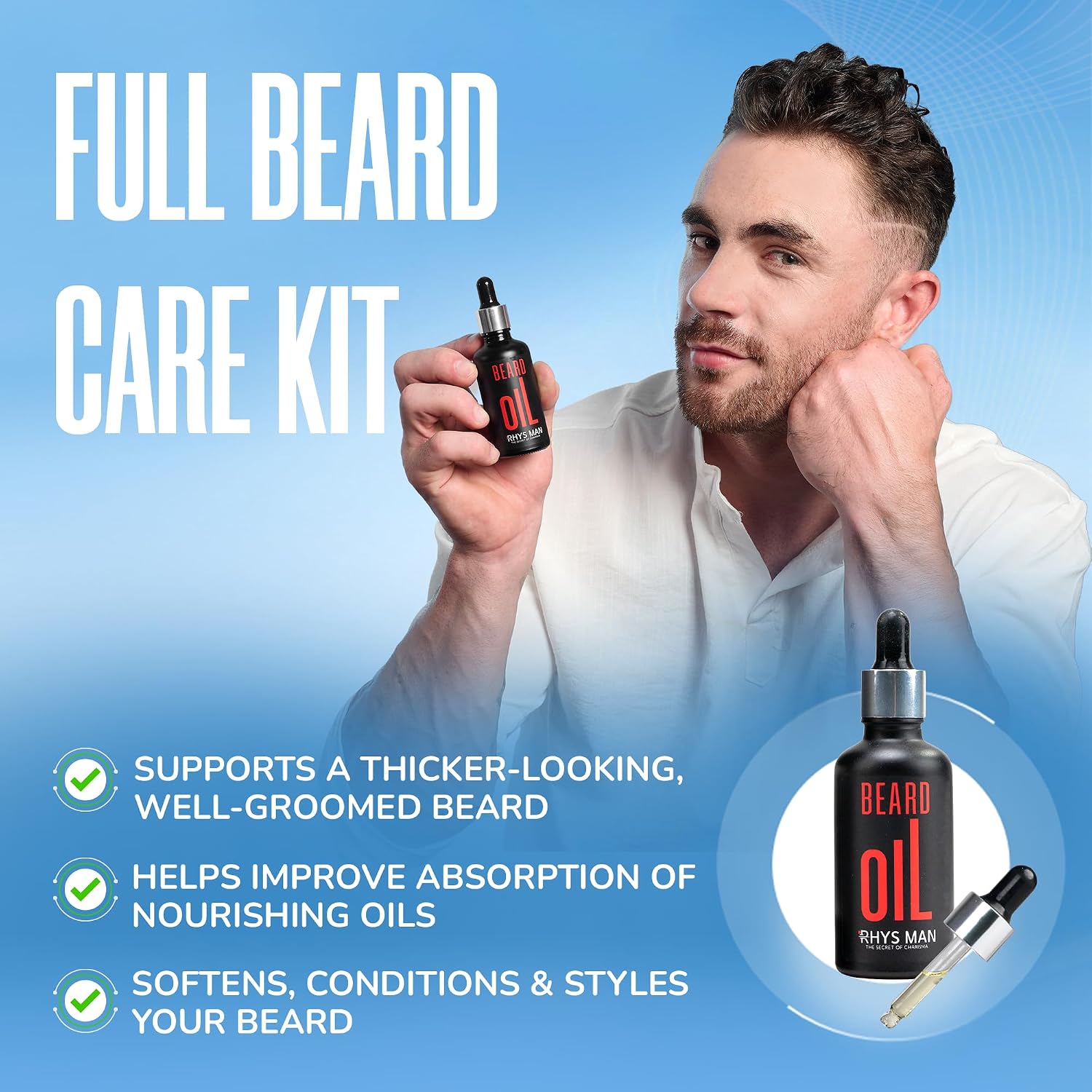 Beard Oil for Men – Father Gifts, Natural Beard Oil for Fuller-Looking Beard Appearance, Softens & Conditions Facial Hair, Lightweight Daily Grooming Essential, Gift for Him (1.7 fl oz)