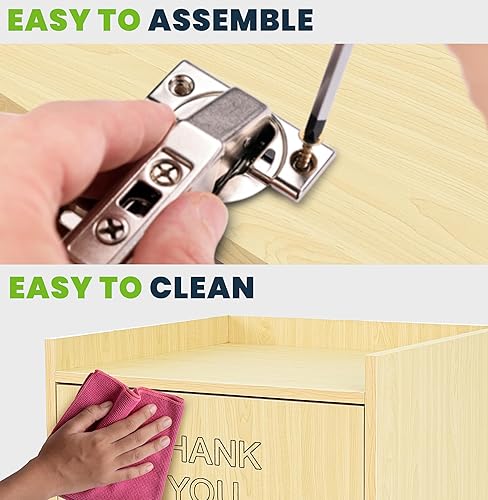 Miniatura 5 de Alpine Industries Bote de basura de madera de 40 galones  Recinto grande de receptáculo interior con agujero para caída y estante de bandeja, ideal