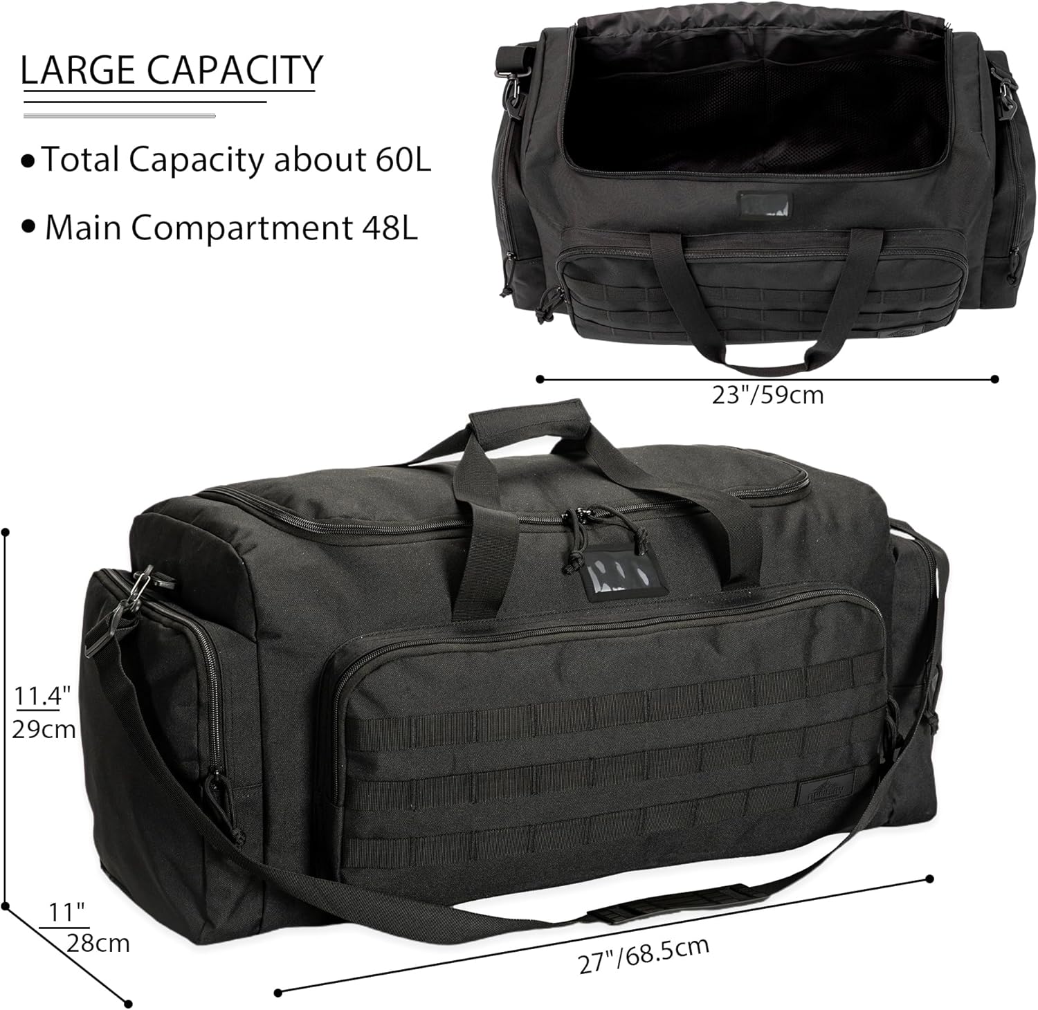 Super Quality 60L Large Duffel Travel Bag Luggage Foldable Bag Cargo Sport Gear Equipment Skiing Hardware Bag Heavy Duty& Durable(Black) - Image 4
