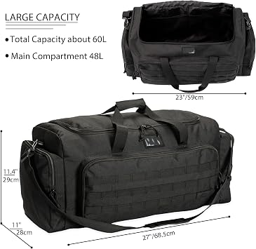 APRILBAY Super Quality 60L Large Duffel Travel Bag Luggage Foldable Bag Cargo Sport Gear Equipment Skiing Hardware Bag Heavy Duty& Durable(Black)