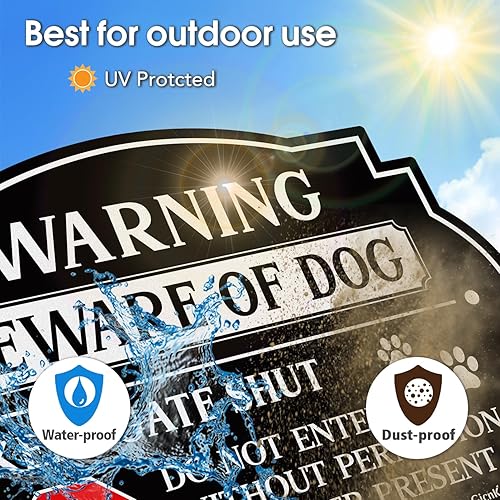 Miniatura 9 de Letrero con texto en inglés Dogs in Yard Please Close the Gate, 9.5 x 6.7 pulgadas, aluminio reflectante, resistente a la decoloración, uso en