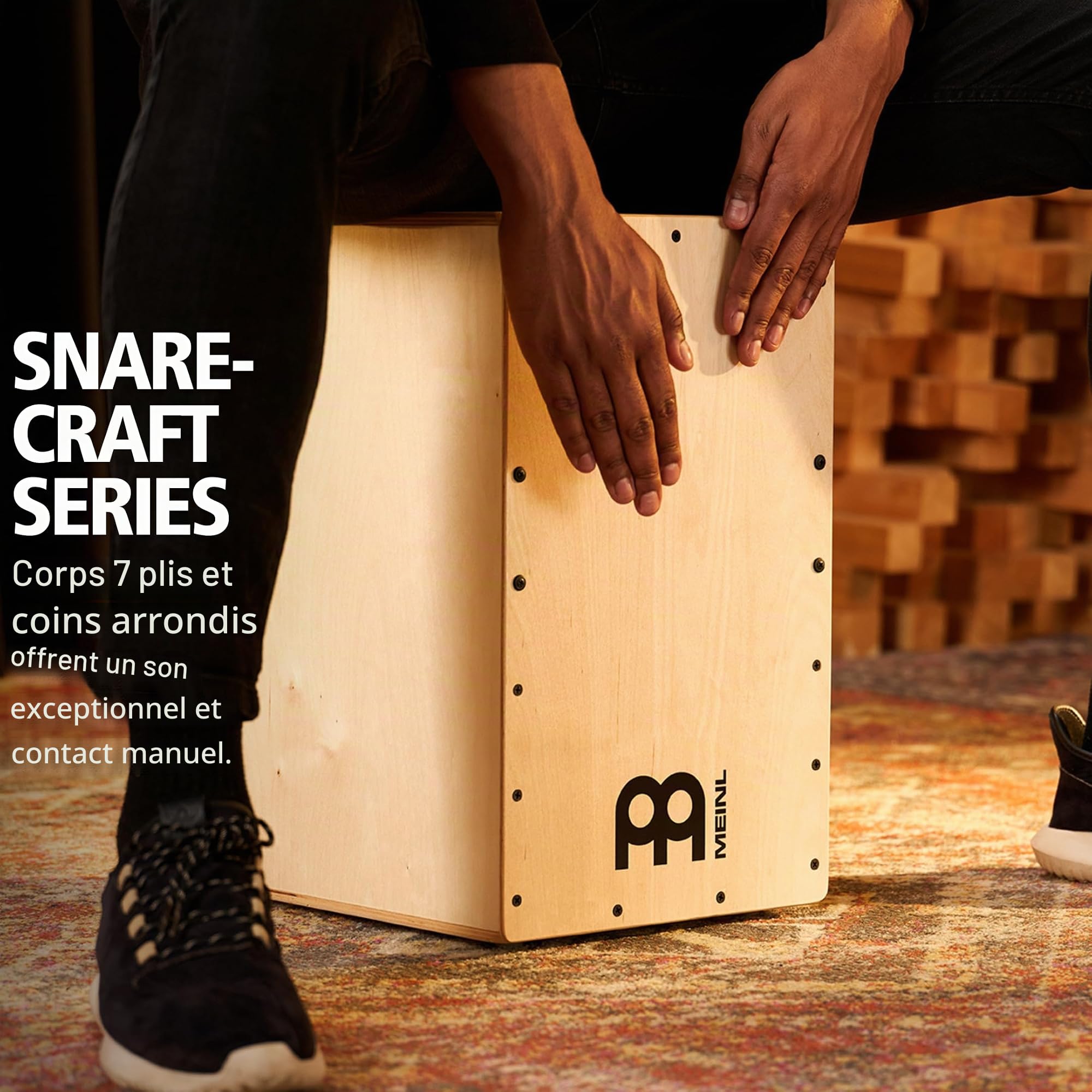 Meinl Percussion Snarecraft Cajon Instrument – Grand Cajon avec 2 Cordes pour le timbre – Bouleau, Naturel (SC100B)