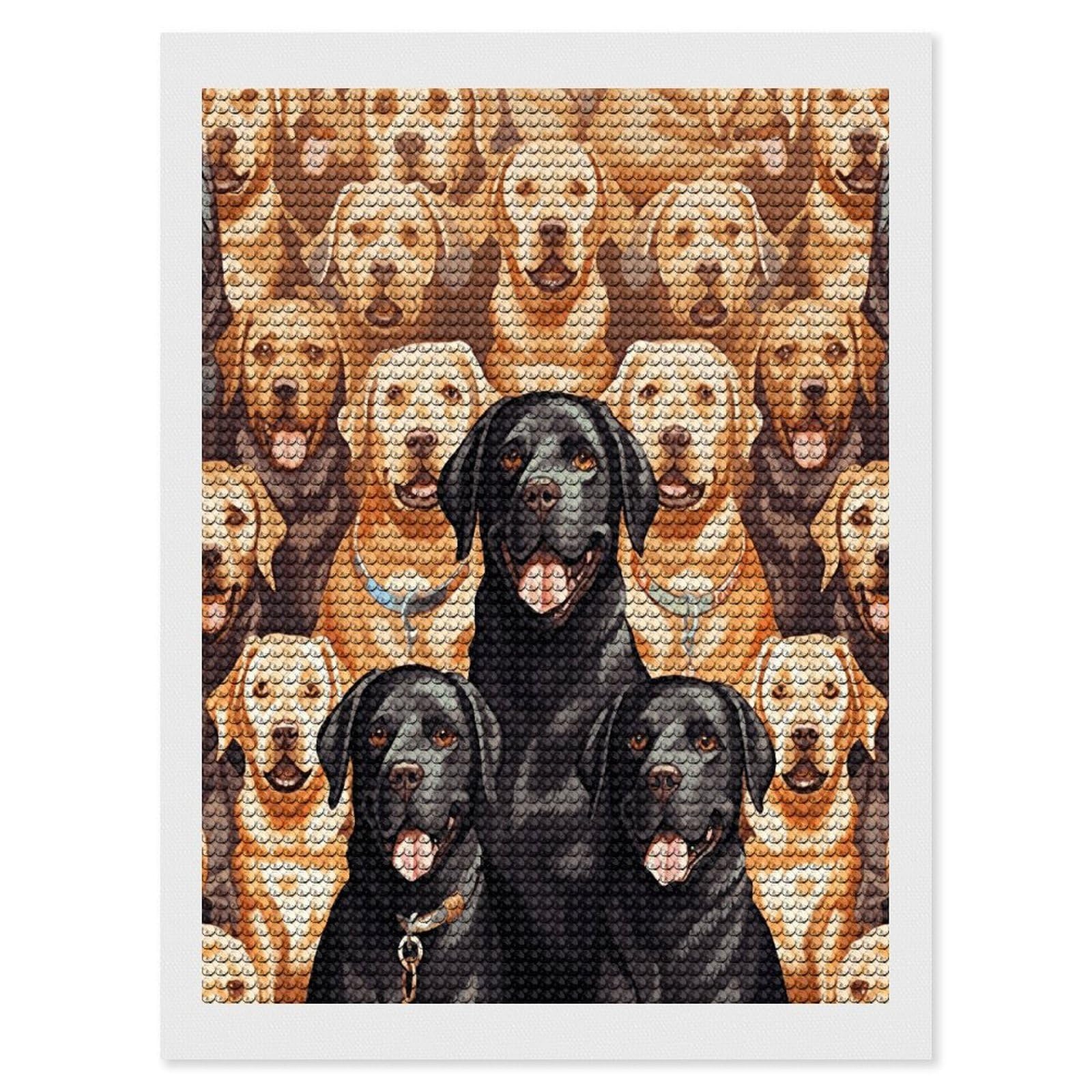 VstaDank Labrador Retriever Dogs Diamond Painting Kits Exquisite DIY Full Round Drill Diamond Dots Painting for Adults Beginner Diamond Photo Paint with Diamond Picture Art Wall Decor 12"x16"