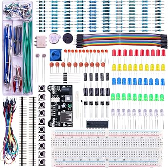 ELEGOO Upgraded 300+ Electronics Fun Learning Set Compatible with Arduino IDE | Power supply module, potentiometer, jumper ca