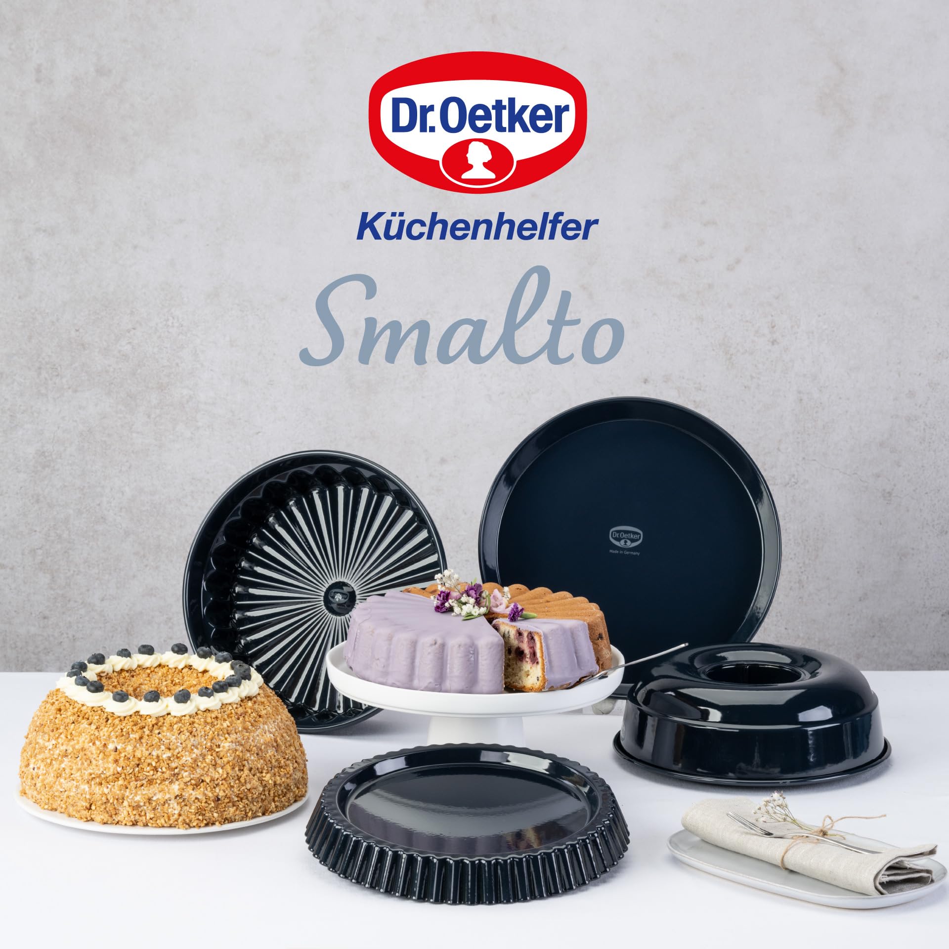 Dr. Oetker Stampo da forno per crostate, tortiera in acciaio smaltato antiaderente, lavabile in lavastoviglie, resistente fino a 400 °C, dimensioni Ø 28 x 4 cm