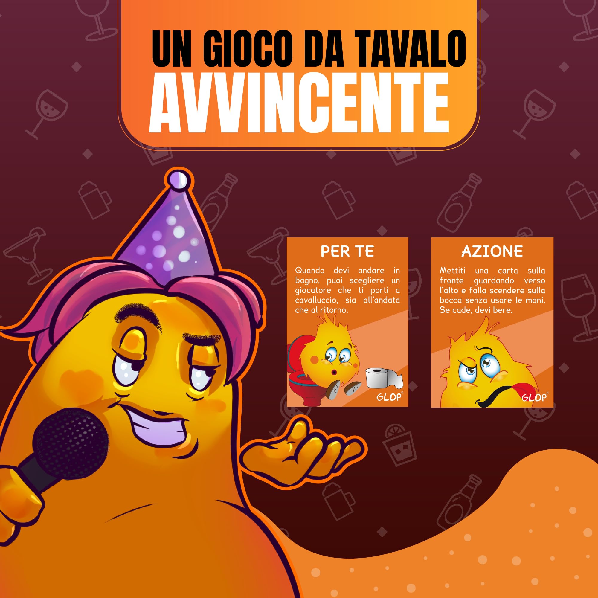 GLOP Game, Giochi da Tavolo Adulti di Carte per Bere, Regali Simpatici e Divertenti, Idee Regalo per Lei e Lui, per Natale, Amica, Amiche, Giochi Alcolici per Feste, Drinking Game