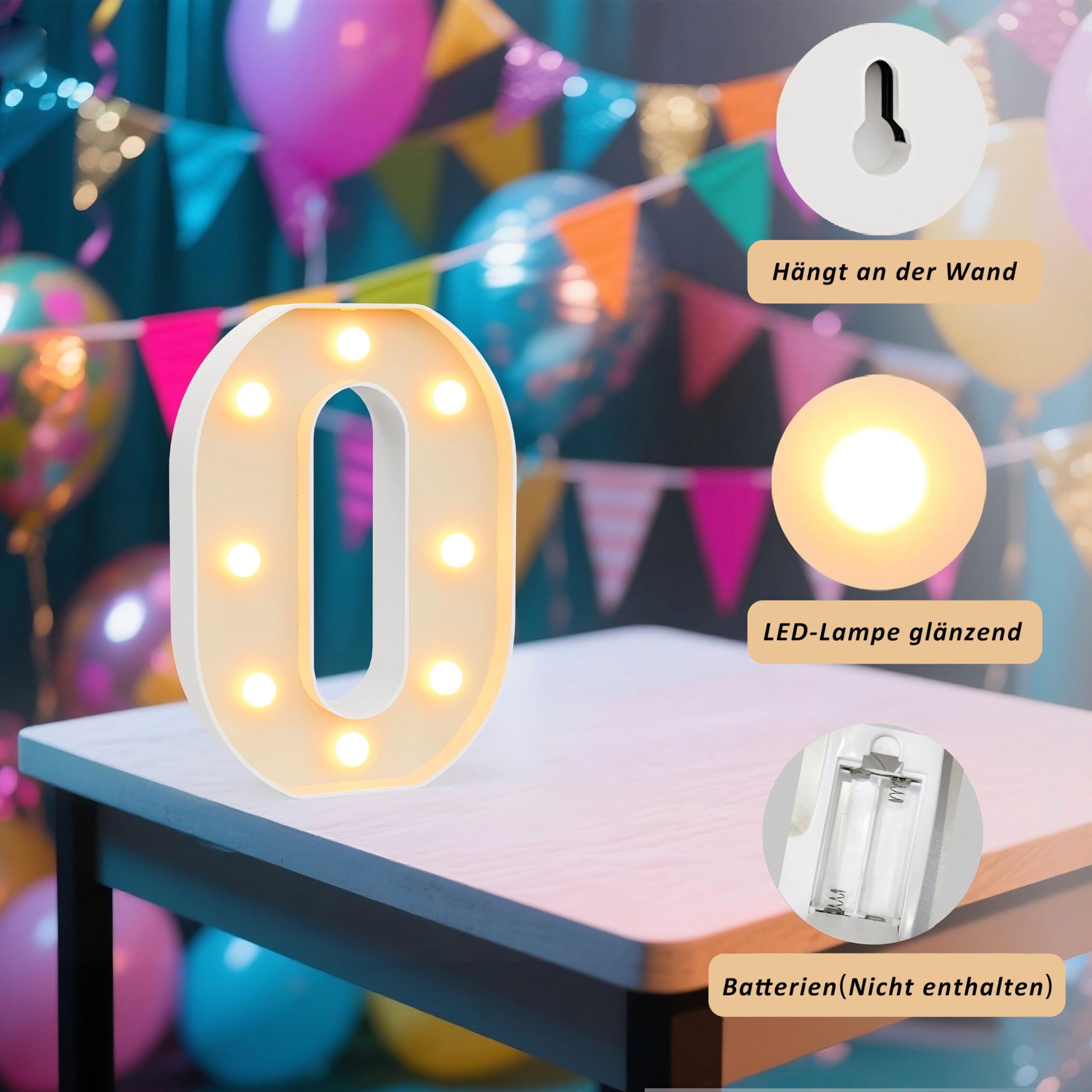 Ledido - Panneau lumineux LED pour chiffres de chapiteau - Chiffres lumineux froids et chauds pour décorations de 50e anniversaire, lumières LED numériques pour mariage, anniversaire de mariage